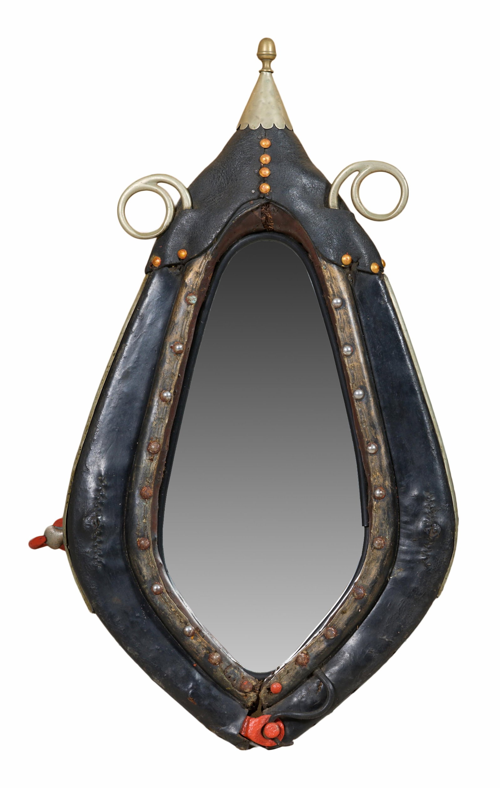 Antique French Horse Collar Mirror, Overall- H.- 29 3/4 in., W.- 20 in.: Antique French Horse Collar Mirror, Overall- H.- 29 3/4 in., W.- 20 in.