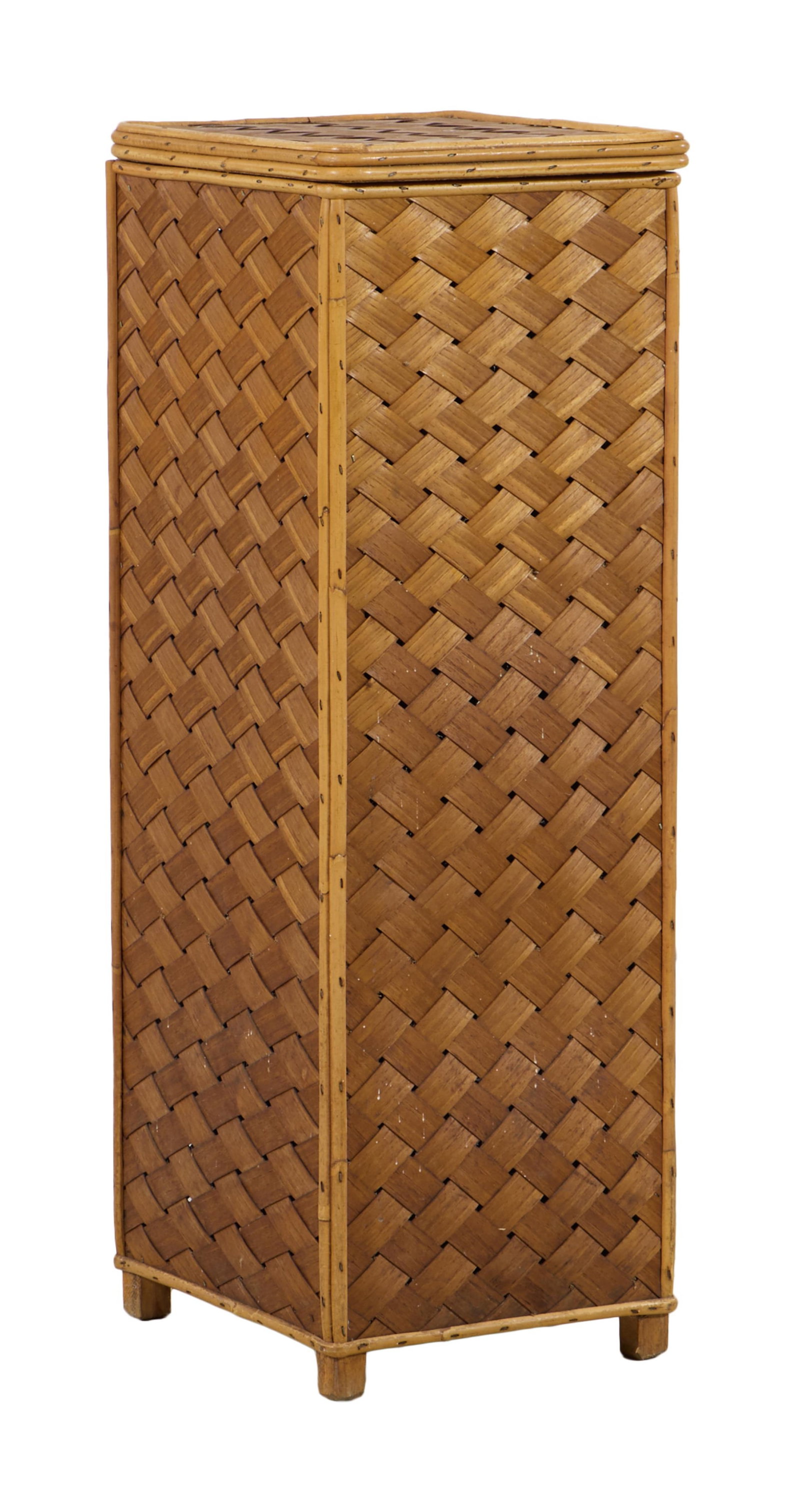 French Woven Ratan and Bamboo Baguette Box, 20th c., H.- 30 1/2 in., W.- 10 1/2 in., D.- 11 3/4 in. (1 of 2)