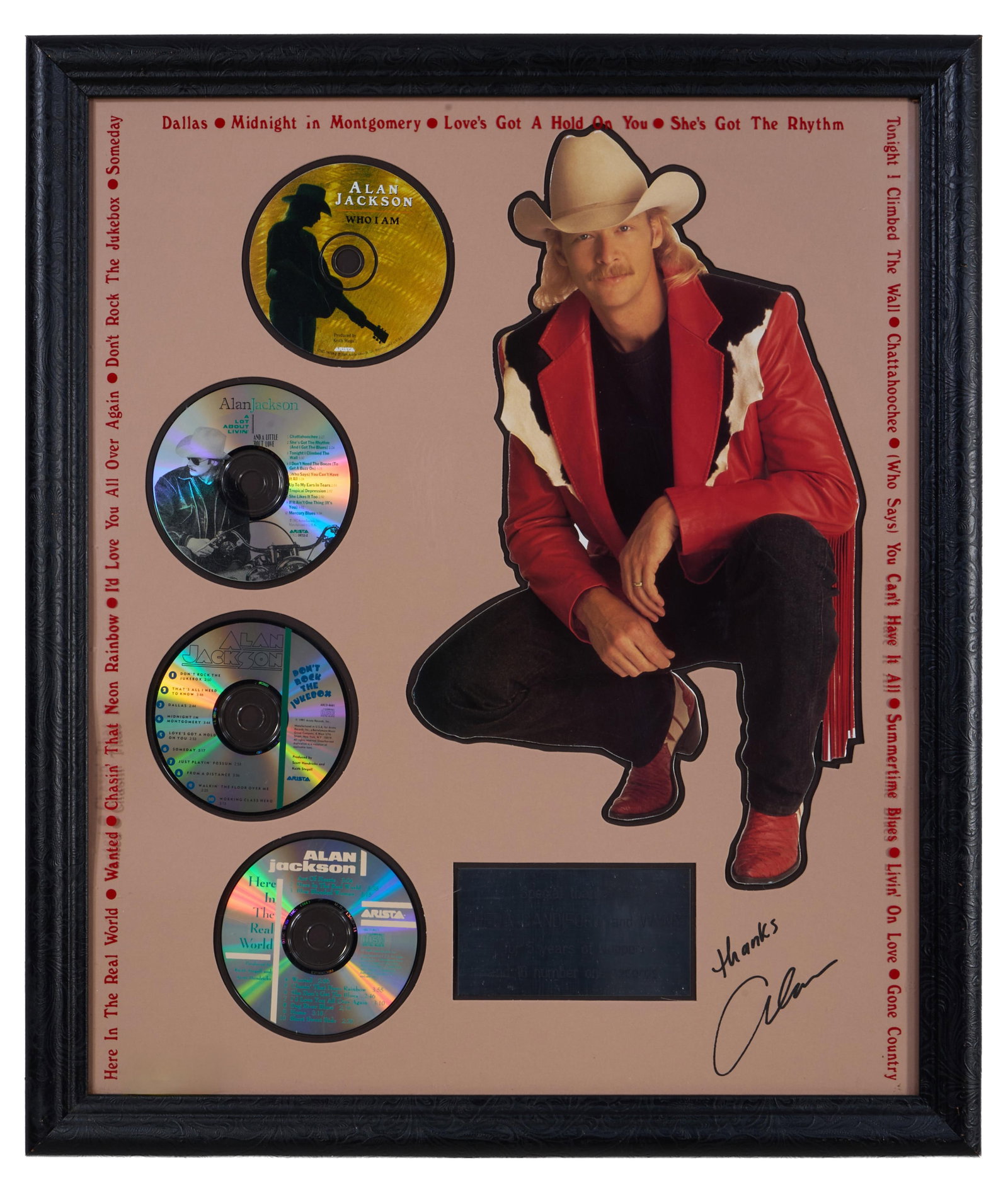 Alan Jackson Autographed Memorabilia, Overall- H.- 26 1/4 in., W.- 22 1/2 in. (1 of 5)