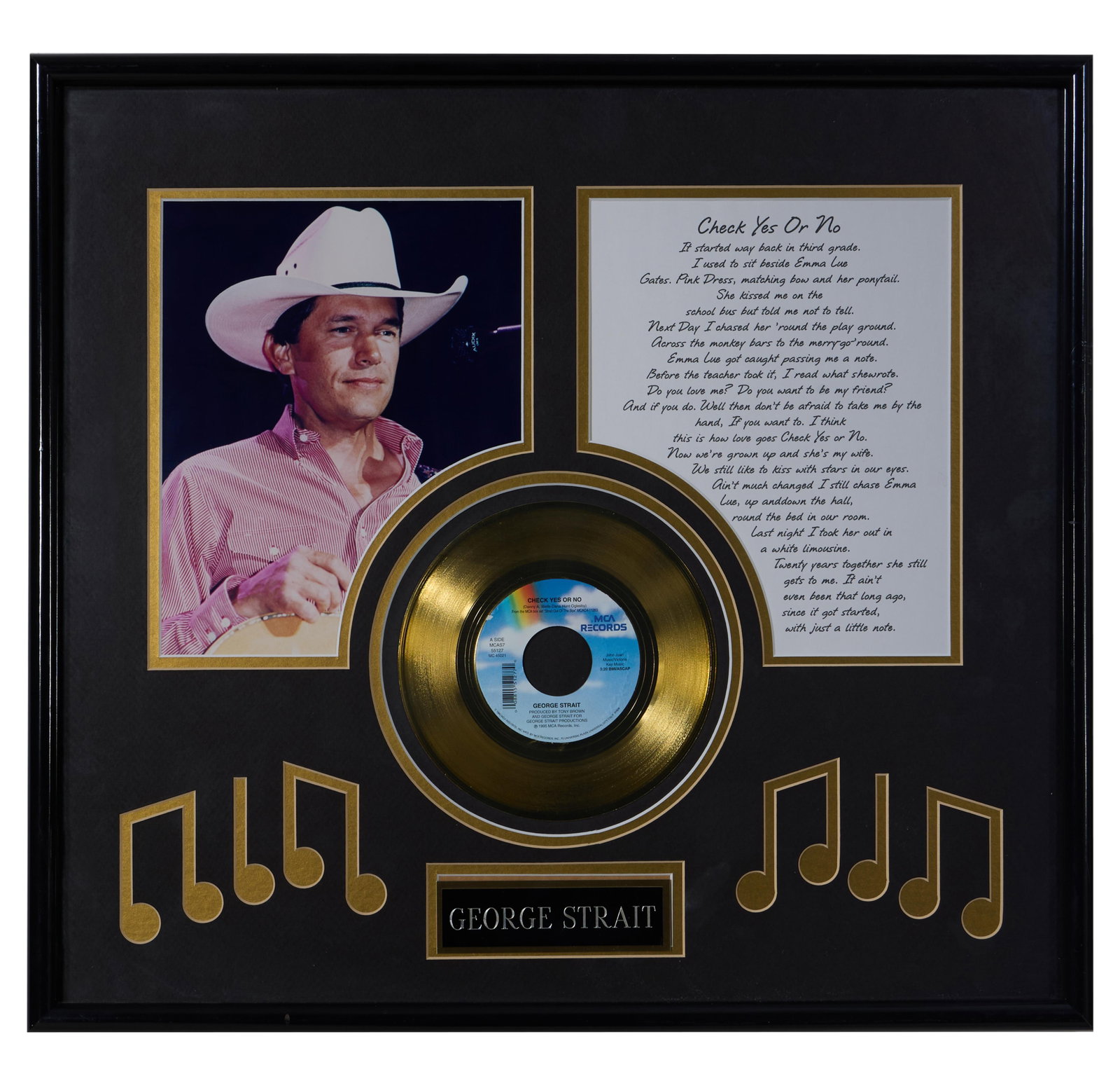 George Strait "Check Yes or No" Memorabilia, Overall- H.- 21 in., W.- 23 in. (1 of 5)