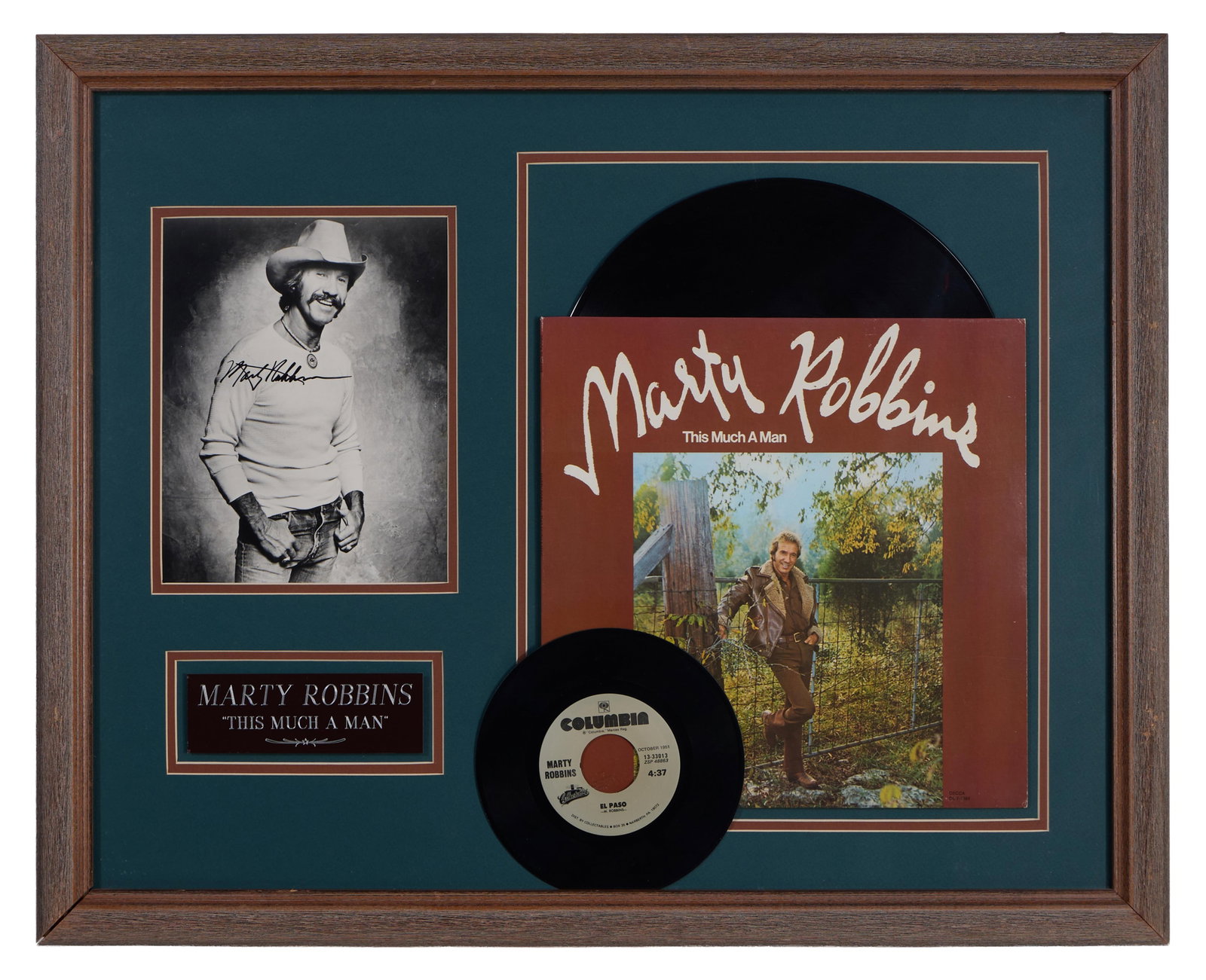 Marty Robbins "This Much a Man" Autographed Memorabilia, Overall- H.- 25 1/4 in., W.- 29 in. (1 of 5)