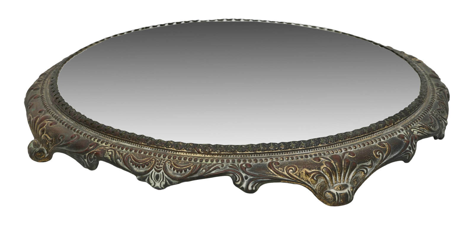 Silverplated Mirror Plateau, early 20th c., H.- 2 in., Dia.- 14 in. (1 of 3)