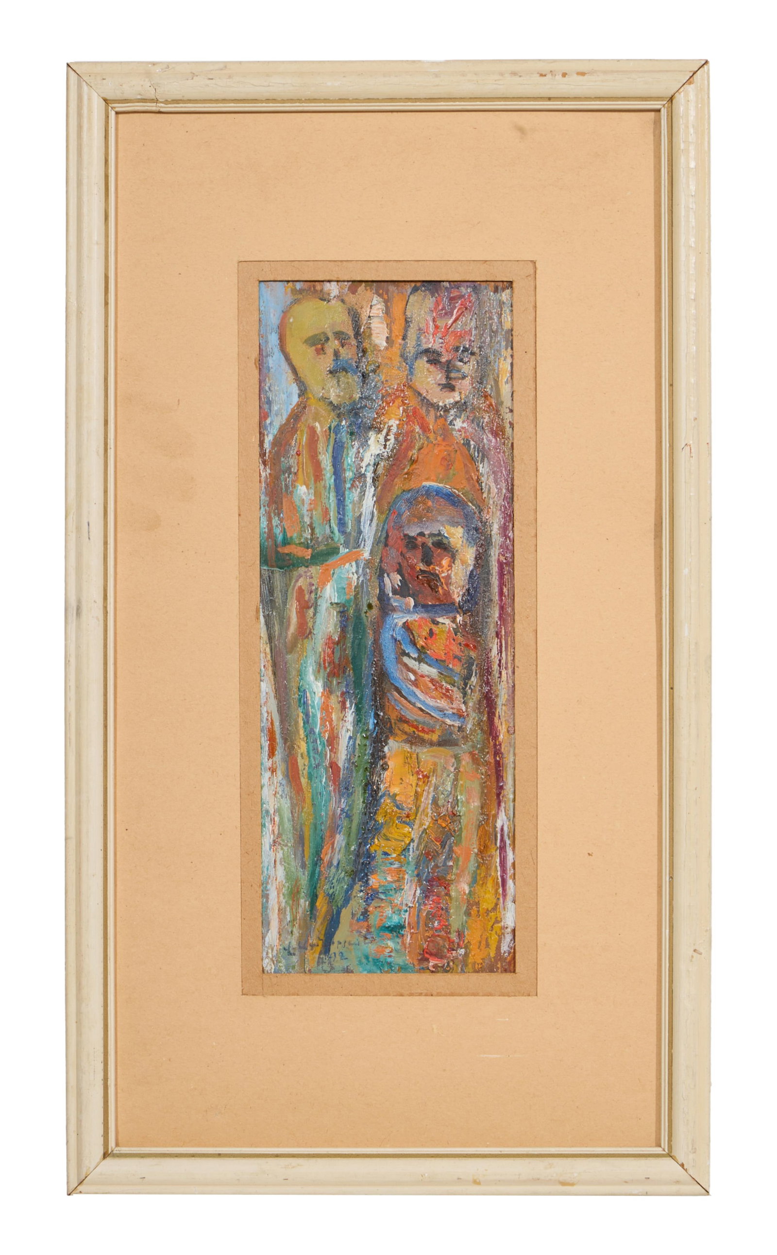 Armenian School, "Abstracted Family," H.- 12 1/2 in., W.- 5 in., Framed- H.- 19 3/4 in., W.- 11 1/4 (1 of 5)