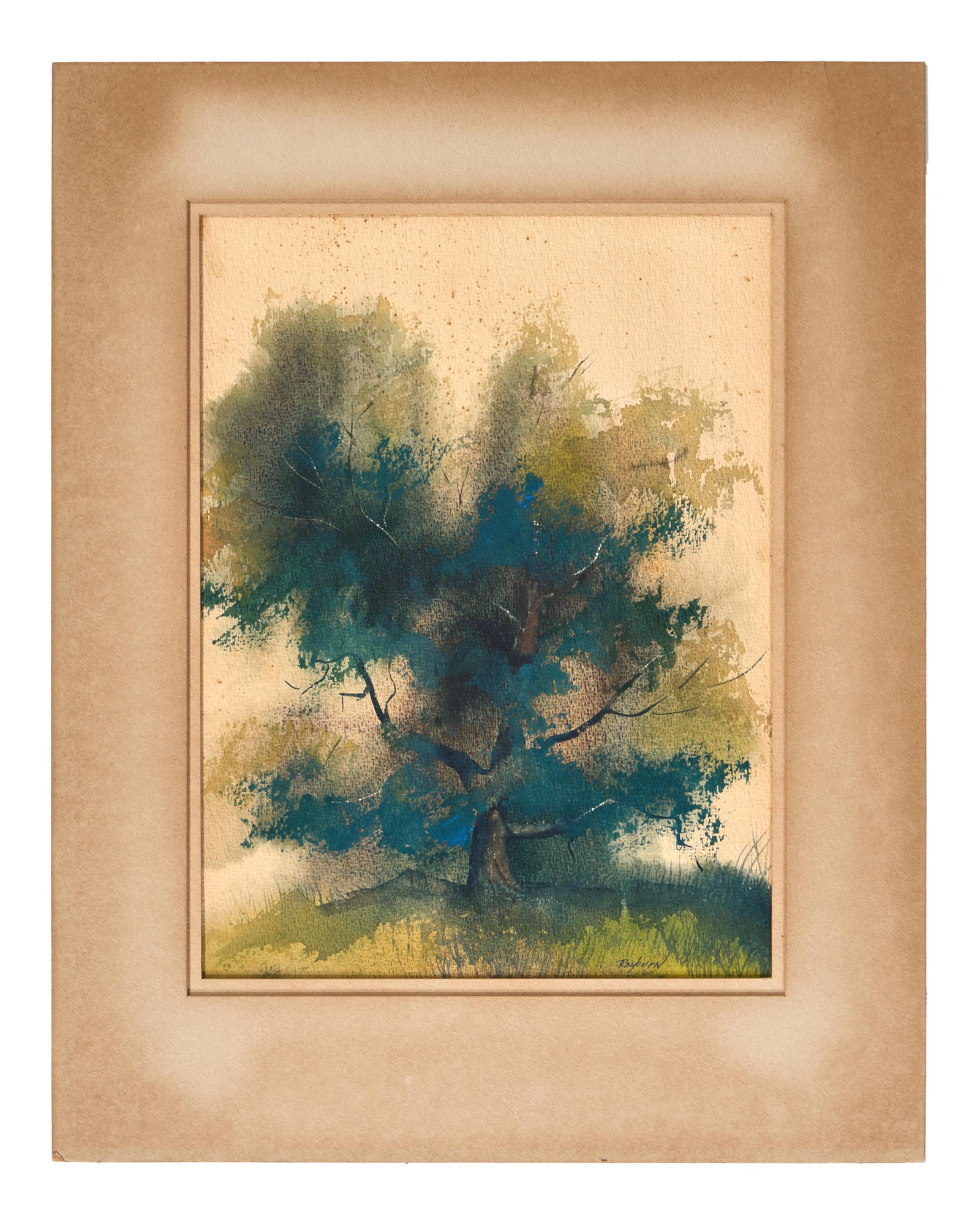 Dale Rayburn (American/Mississippi, b. 1942), "Tree," H.- 15 in., W.- 11 in.; Mat- H.- 20 in., W.-: Dale Rayburn (American/Mississippi, b. 1942), "Tree," watercolor on paper, signed lower right, presented in a mat, H.- 15 in., W.- 11 in.; Mat- H.- 20 in., W.- 15 7/8 in. Provenance: The Estate of Gen