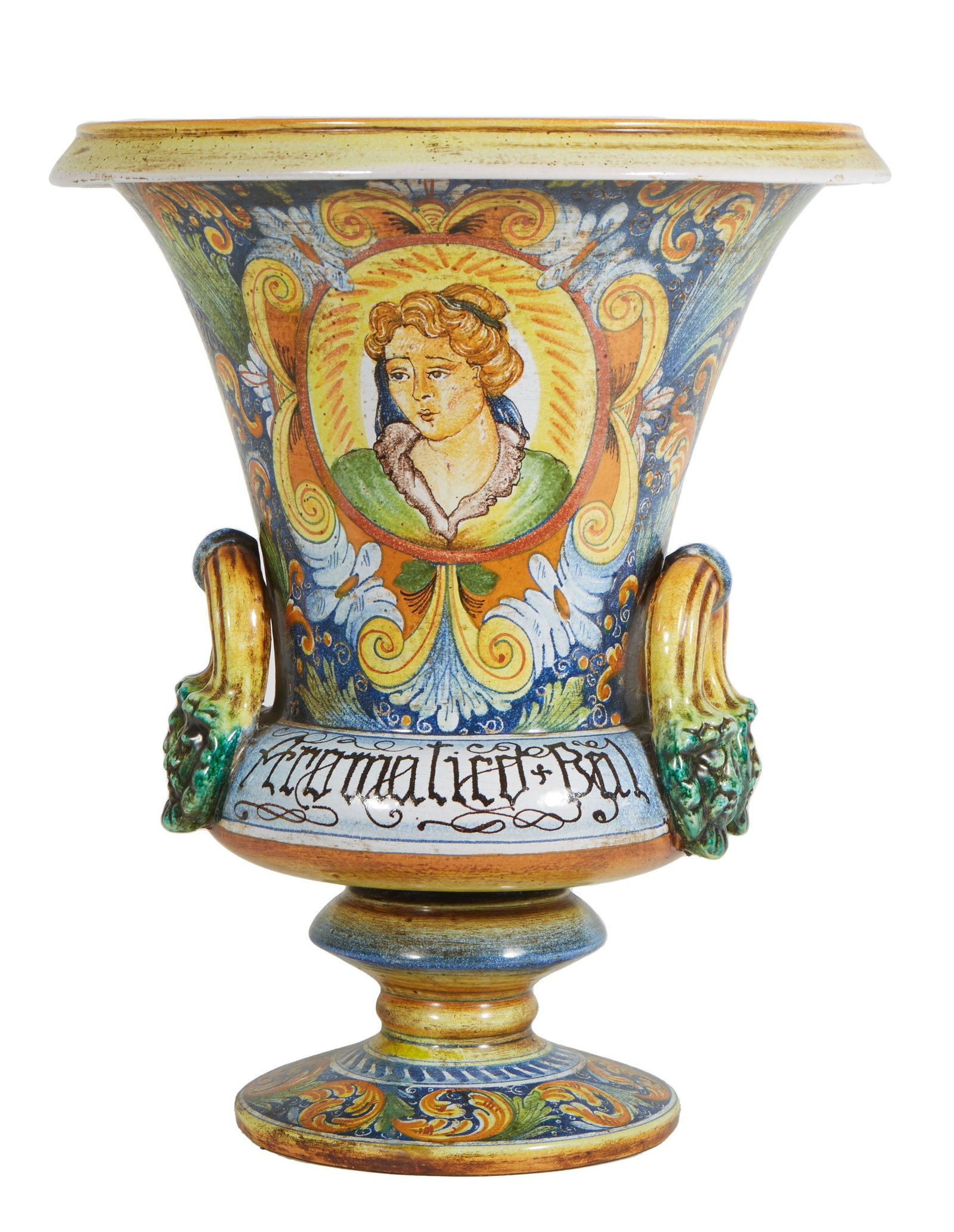 Large Painted Capodimonte Style Italian Baluster Campana Urn, 20th c., H.- 26 1/2 in., Dia.- 21 in. (1 of 7)