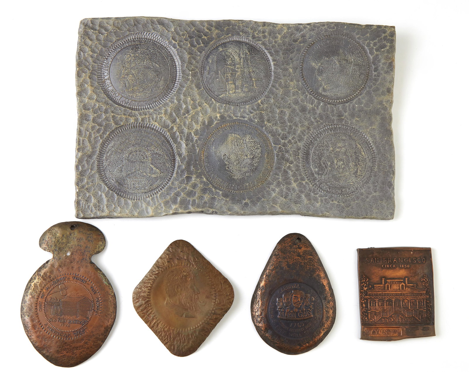 H. Alvin Sharpe (American/New Orleans, 1910-1982), Group of Three Embossed Medallions, Lead Plate- (1 of 1)