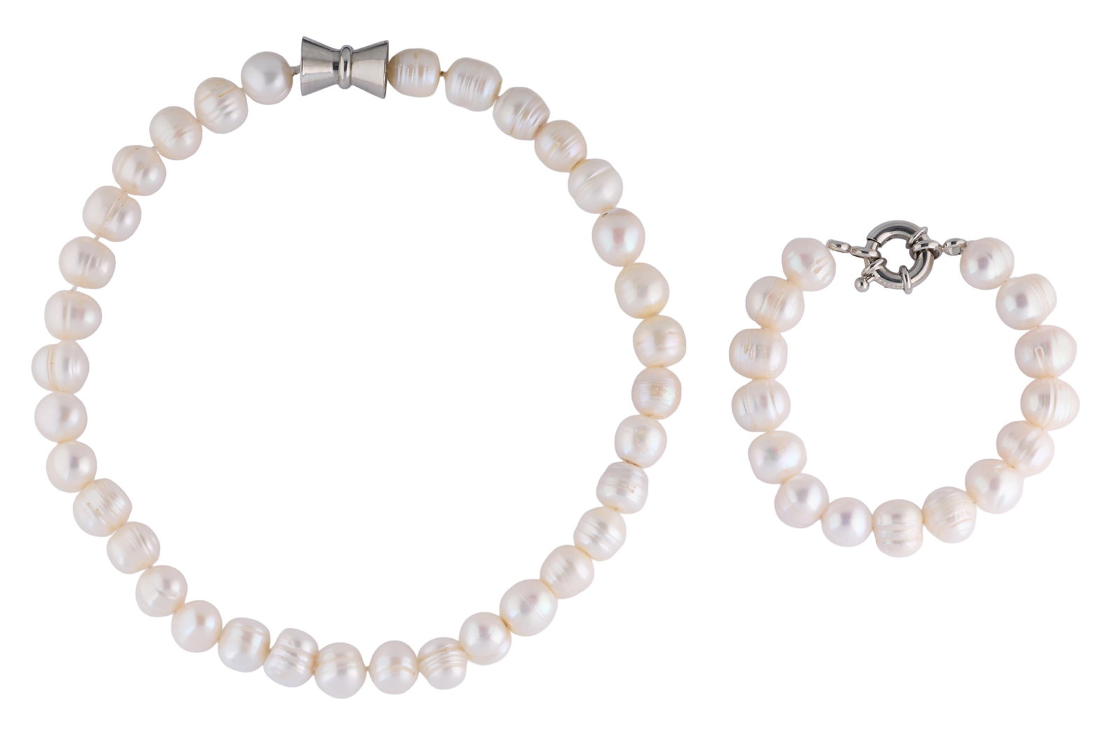 Two Piece Set of Freshwater Pearls, Strand- L.- 17 in.; Bracelet- L.- 8 1/2 in. (2 Pcs.) (1 of 2)