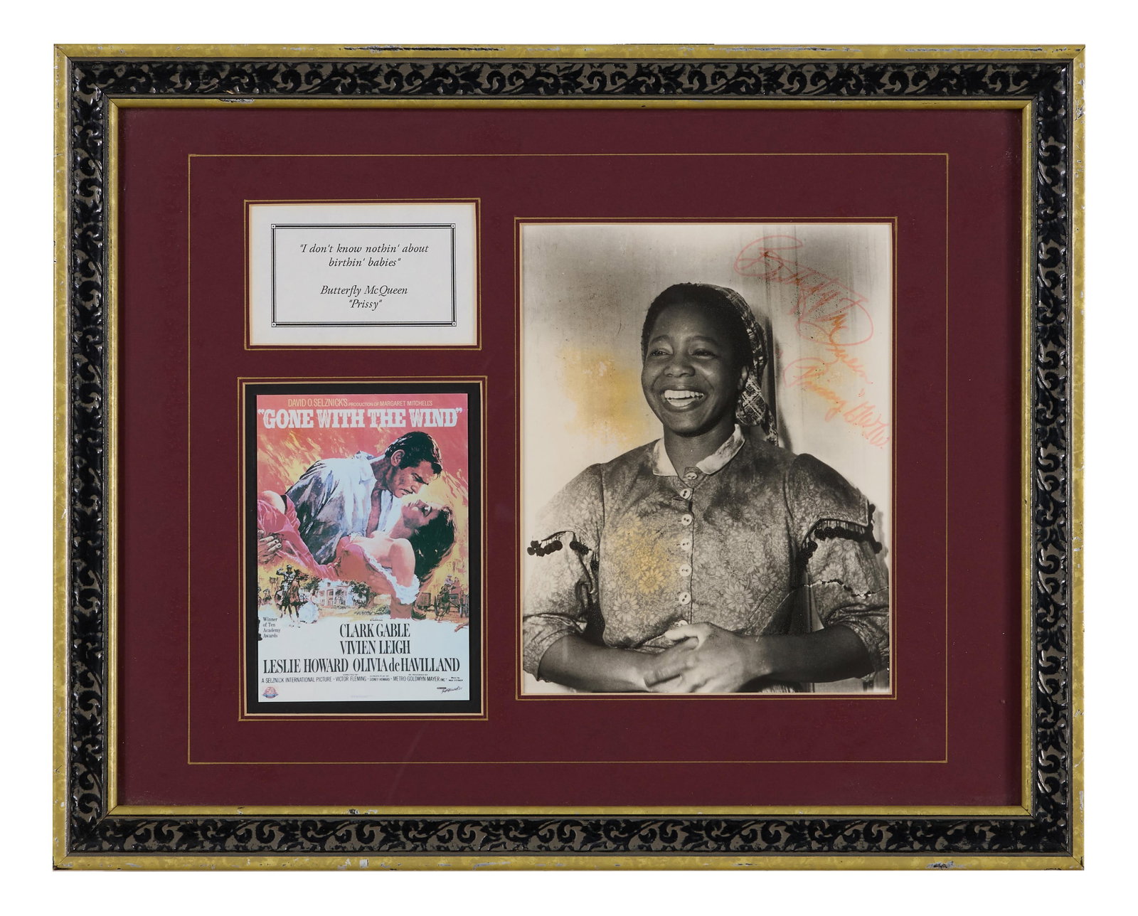 Butterfly McQueen Autographed Memorabilia from "Gone with the Wind (1939)," Overall- H.- 16 1/4 in., (1 of 7)