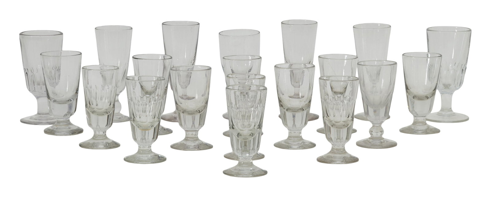Twenty Pieces of Flint Glass Stemware, Tallest- H.- 7 7/8 in., W.- 3 1/4 in. (20 Pcs.) (1 of 2)