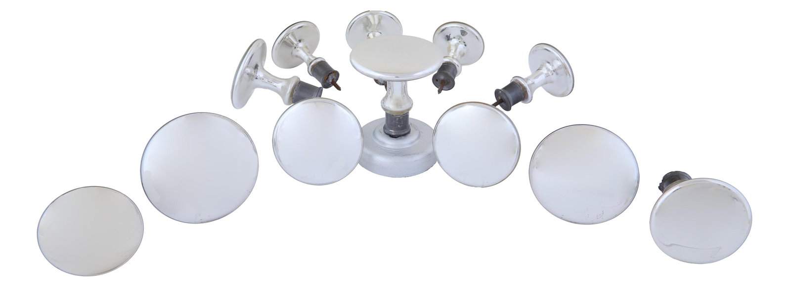 Twelve Mercury Glass Drapery Tie Backs, late 19th c., Largest- Dia.- 3 1/2 in.; Smallest- Dia.- 2 (1 of 3)