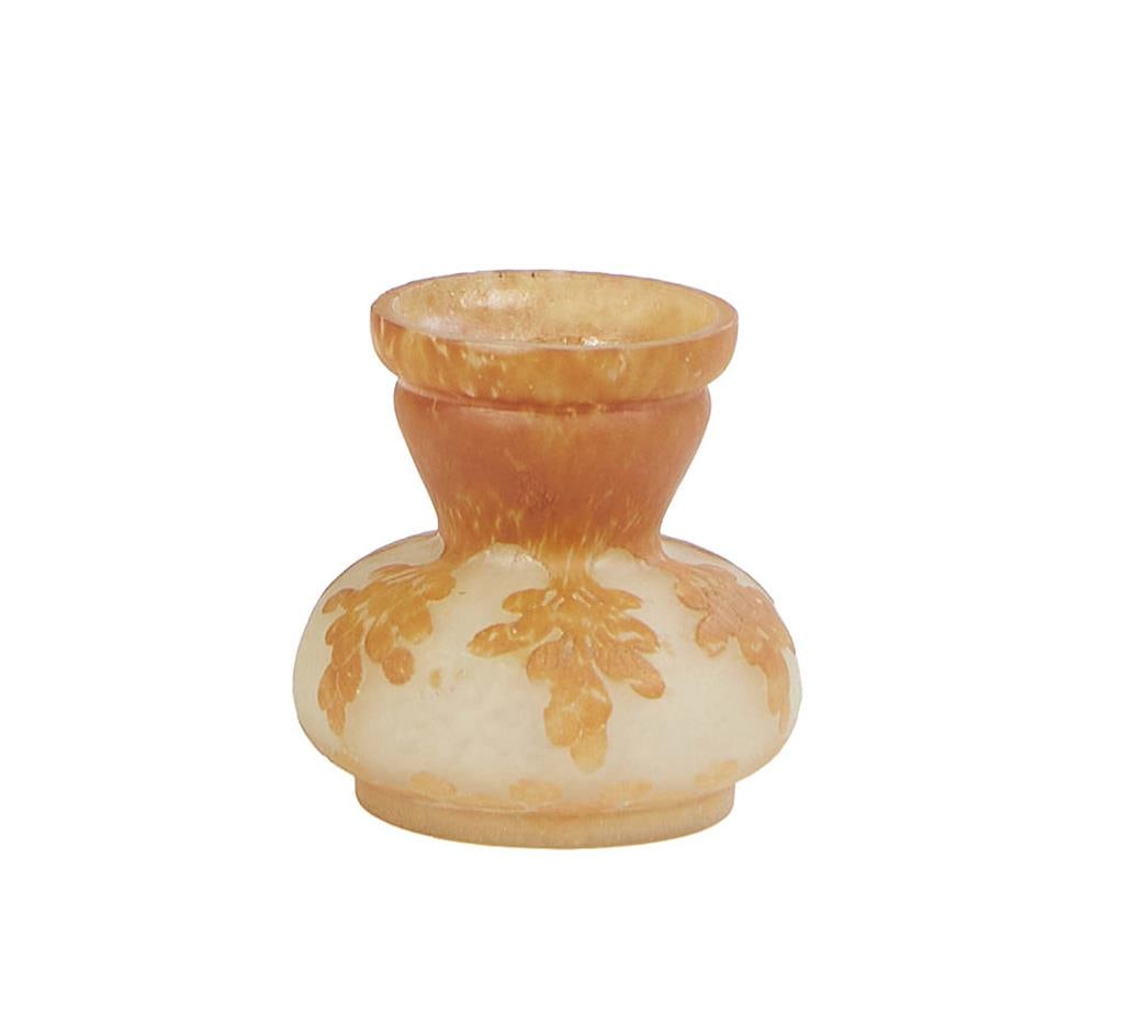 Diminutive Galle Style Cameo Glass Vase, 19th c., H.- 3 1/4 in., Dia.- 3 1/4 in. (1 of 1)