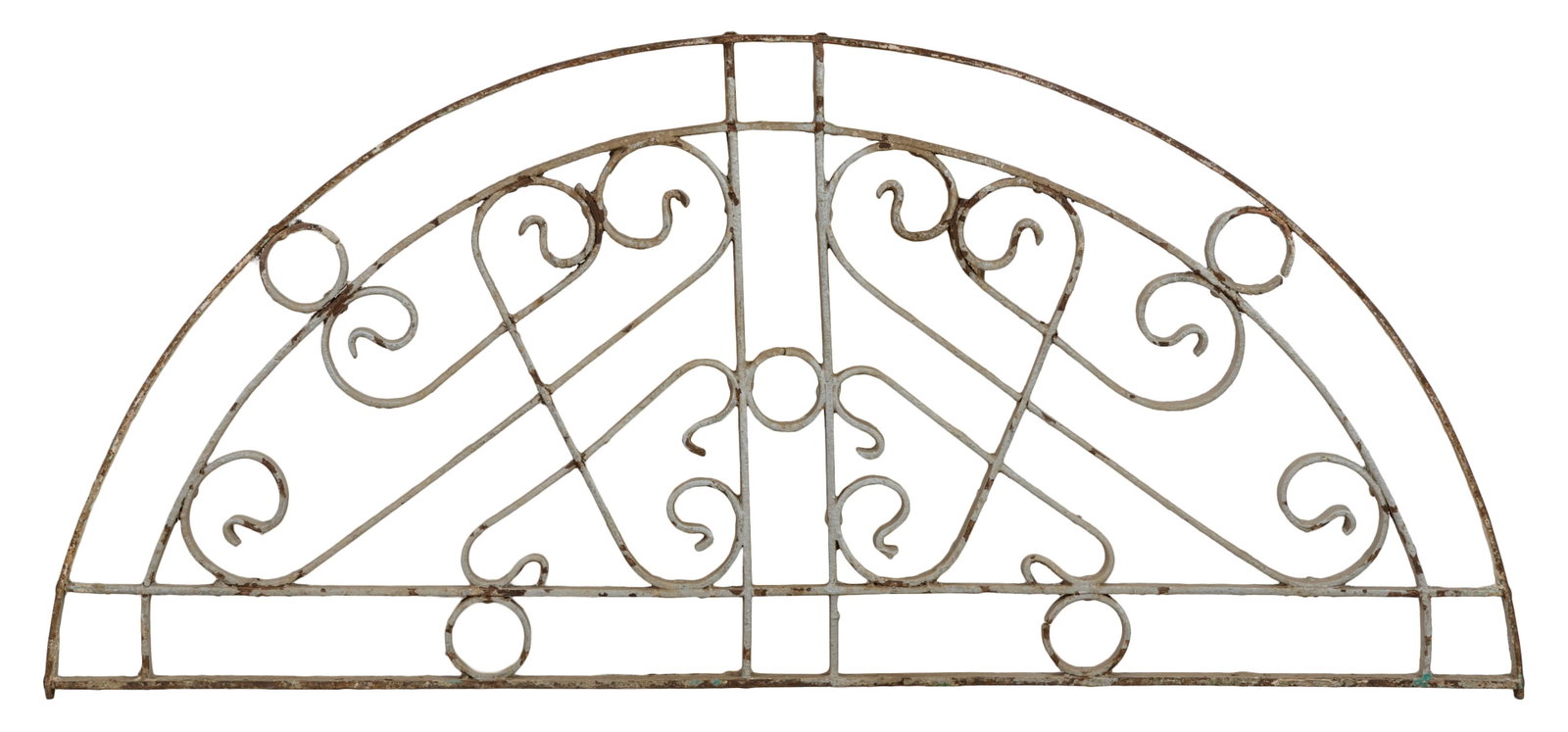 Cast Iron Demilune Transom Grill, 20th c., H.- 32 1/2 in., W.- 70 in., D.- 1 1/4 in. (1 of 1)