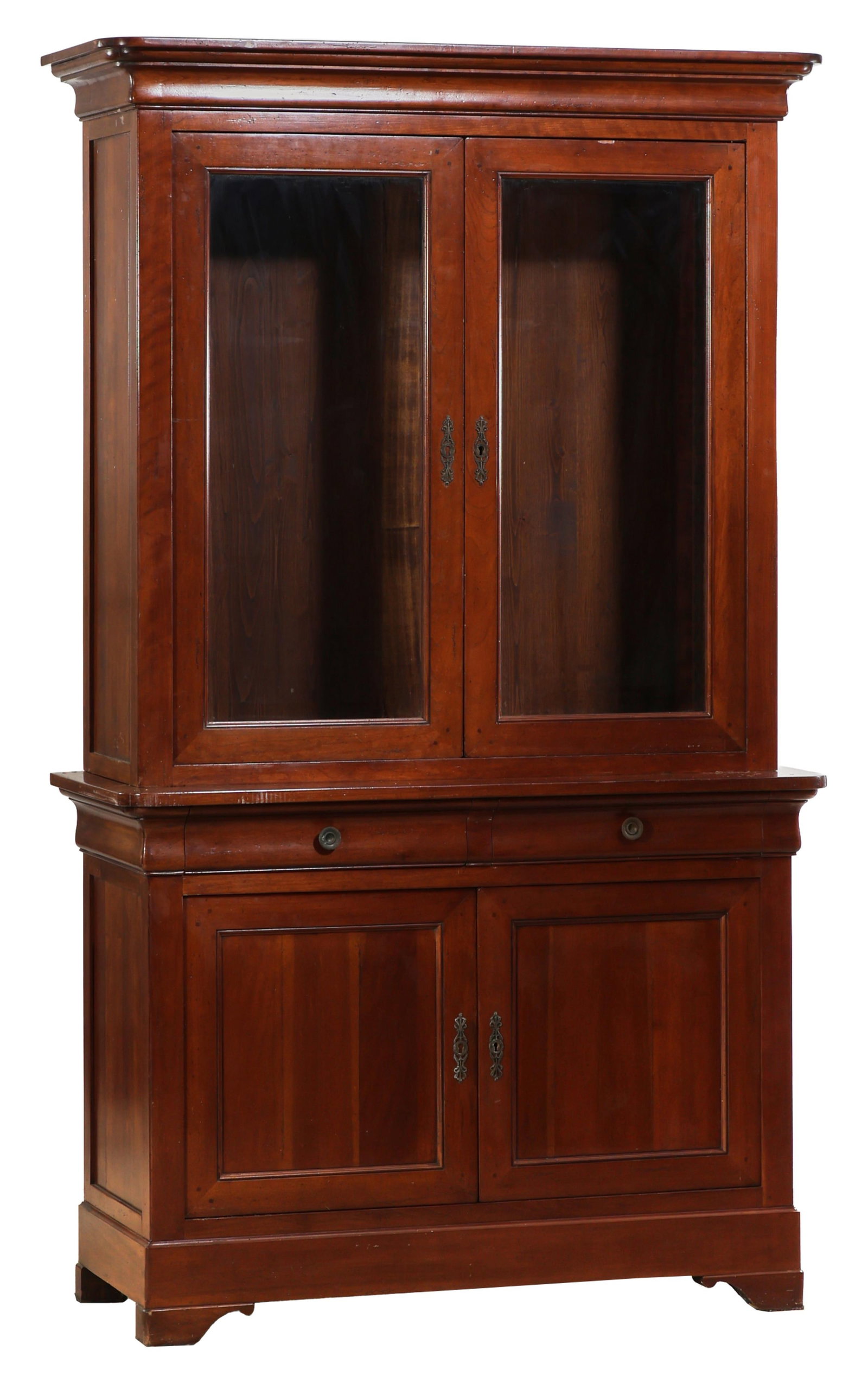French Louis Philippe Style Cherry Buffet a Deux Corps, late 20th c., H.- 86 in., W.- 50 1/4 in., (1 of 17)