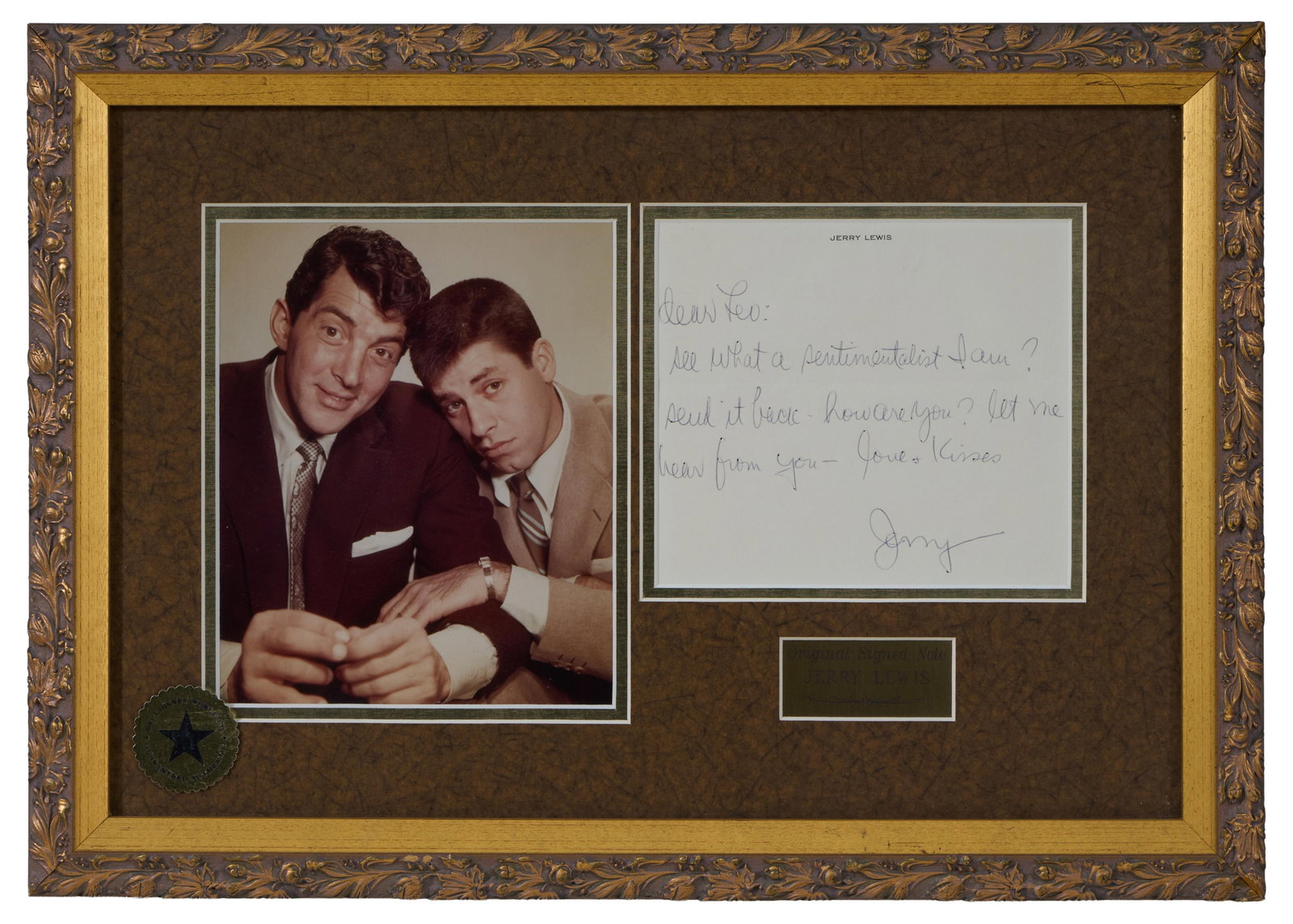 Jerry Lewis Autographed Memorabilia, Overall- H.- 14 1/4 in., W.- 20 1/4 in. (1 of 6)