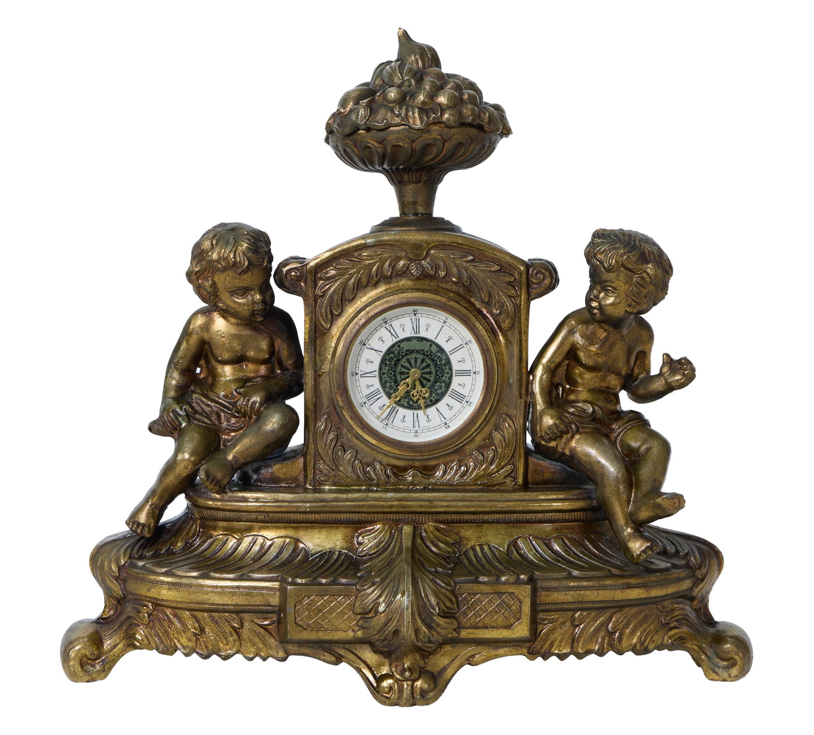 Napoleon III Gilt Brass Time and Strike Figural Mantel Clock, 19th c., H.- 15 1/2 in., W.- 16 in., (1 of 4)
