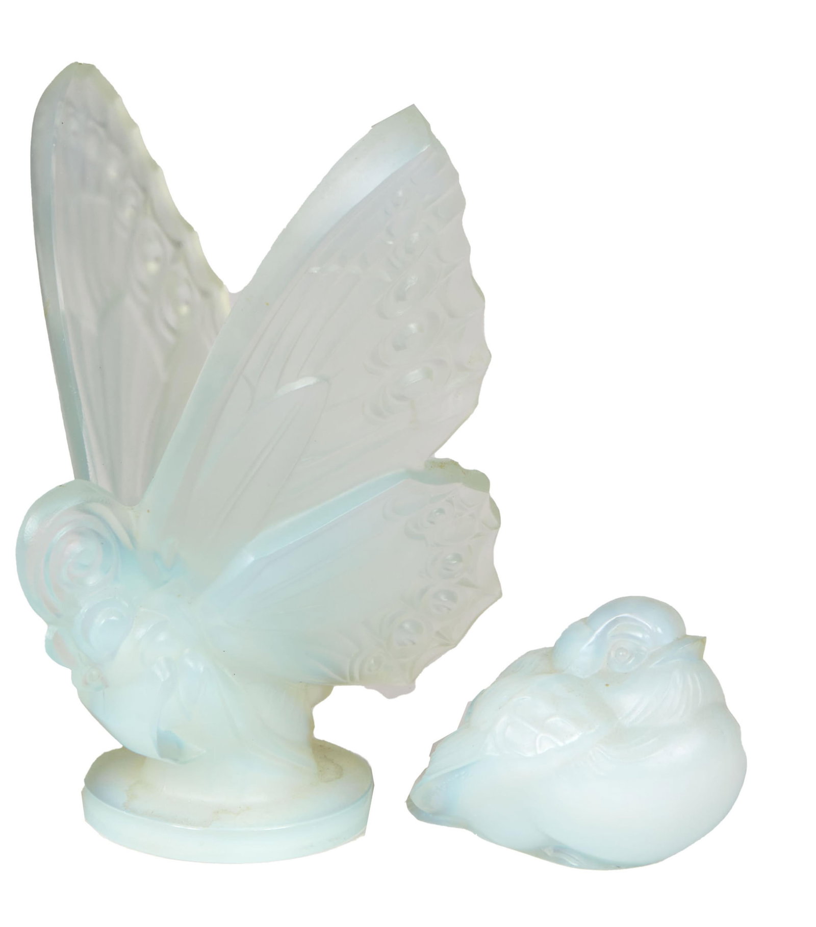 Two Pieces of French Sabino Glass, 20th c., Butterfly- H.- 5 3/4 in., W.- 4 in., D.- 4 1/2 in. (2 (1 of 3)