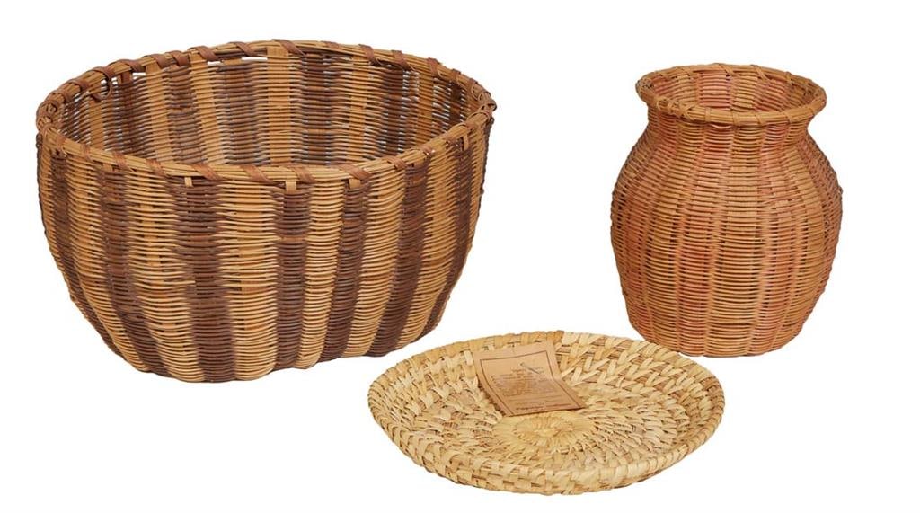 Group of Three Native American Woven Objects, Large- H.- 6 1/8 in., W.- 11 1/4 in., D.- 10 1/2 in. (1 of 1)