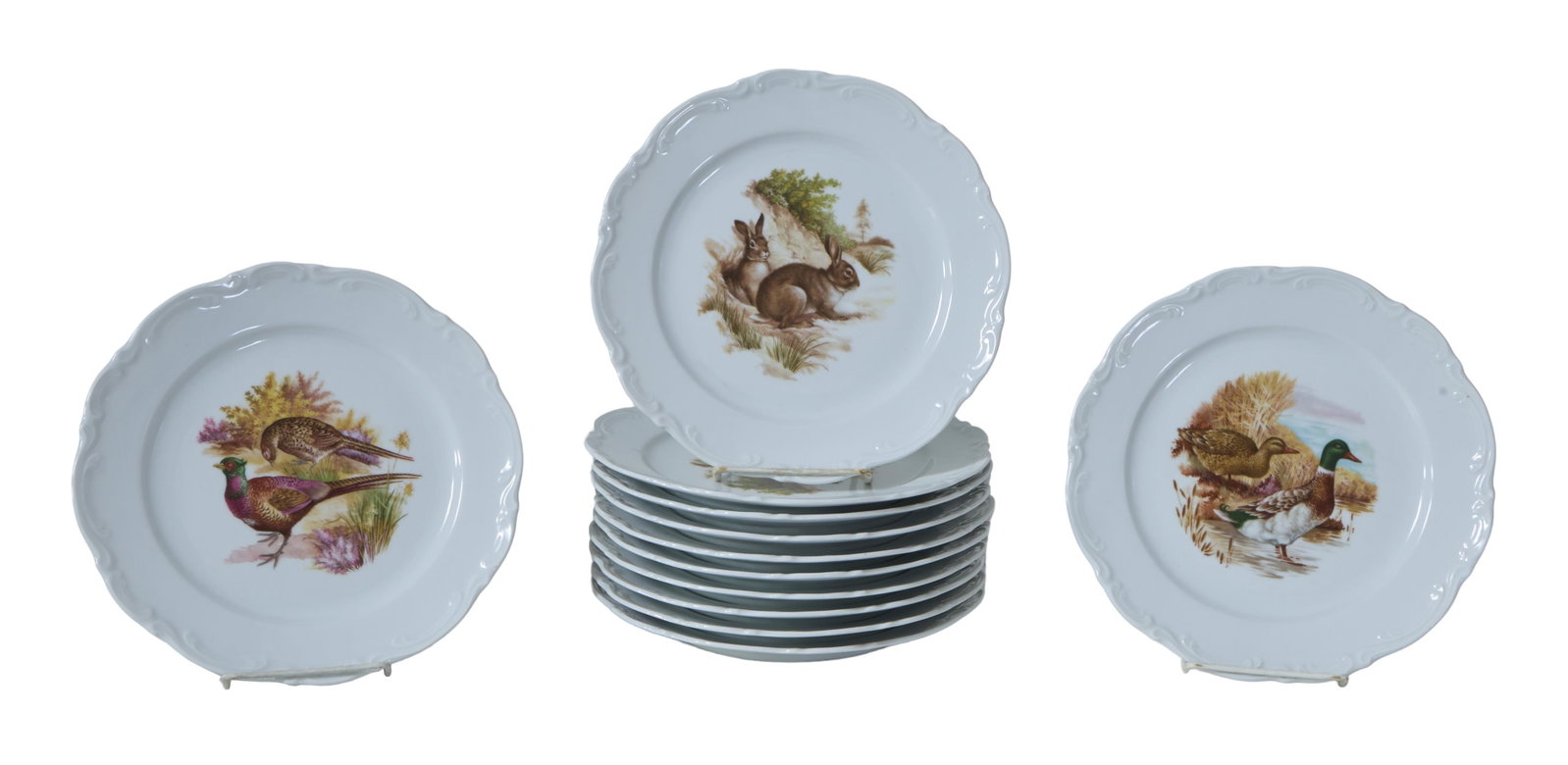 Set of Twelve Decorative Porcelain Plates, by Mitterteich, Bavaria, 20th c., H.- 7/8 in., Dia.- 9 (1 of 3)