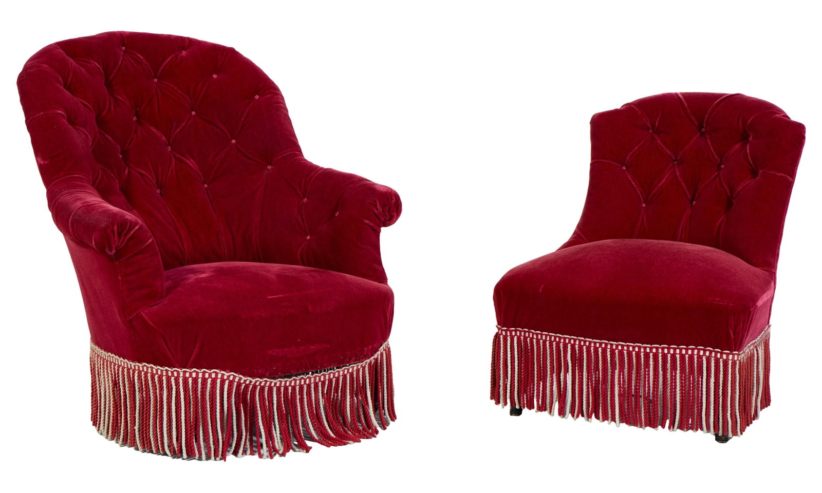 Two French Napoleon III Upholstered Chairs, late 19th c., Bergere- H.- 33 in., W.- 31 in., D.- 30 (1 of 1)