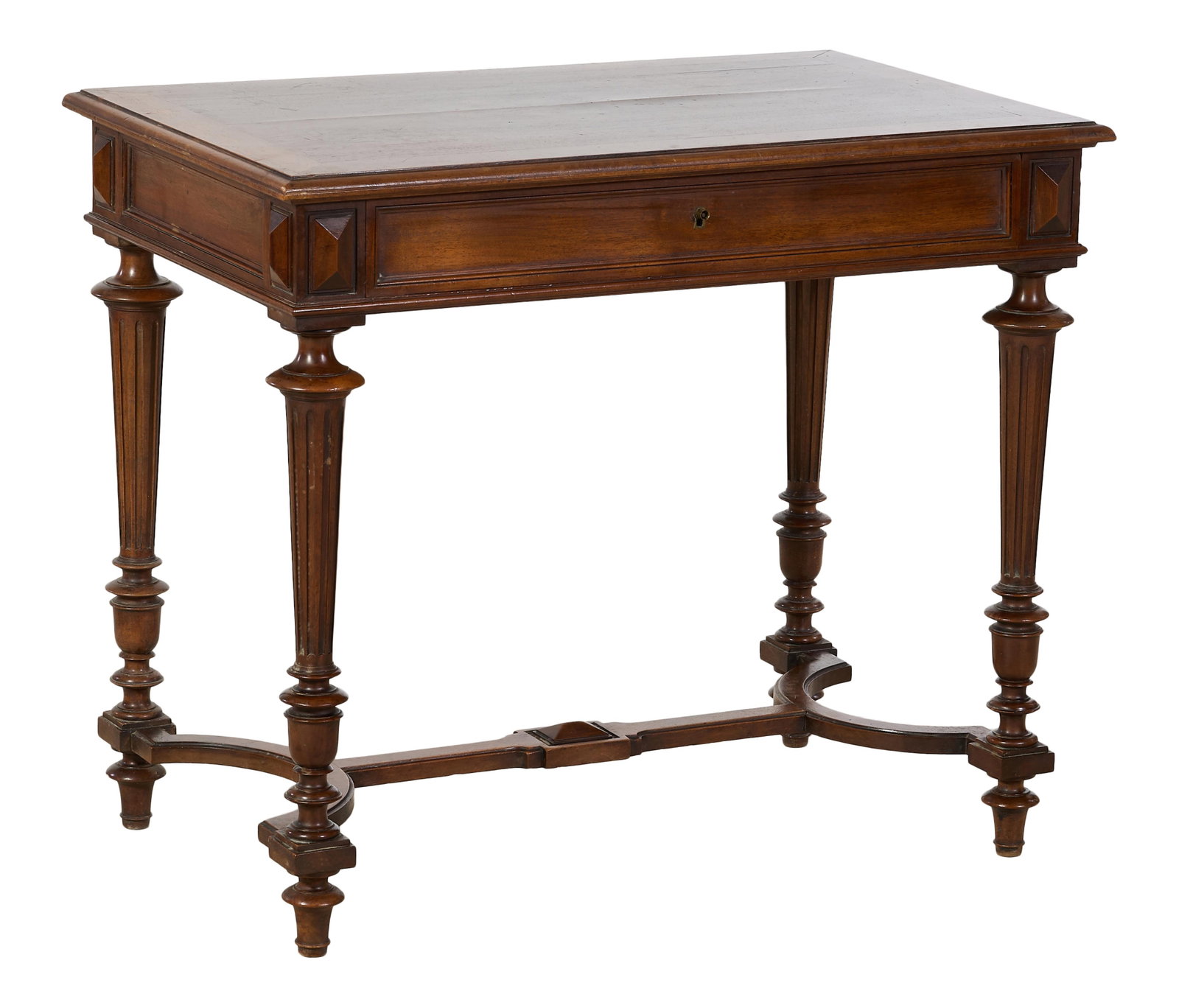 French Henri II Style Walnut Writing Table, late 19th c., H.- 28 1/2 in., H.- 32 3/4 in., D.- 20 3/4 (1 of 1)