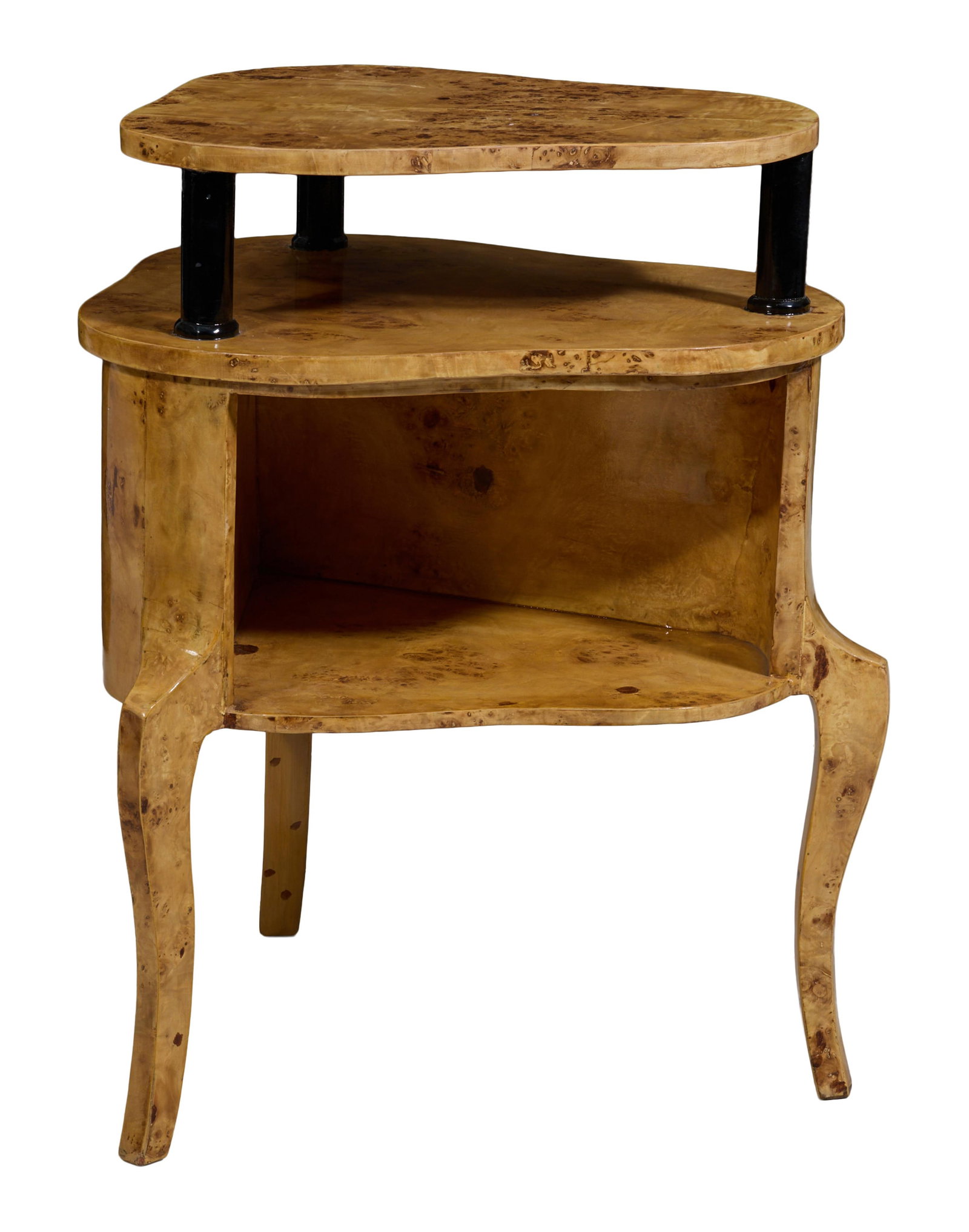Louis XVI Inspired Burled Walnut Side Table, 21st c., H.- 32 in., W.- 24 in., D.- 24 in. (1 of 1)