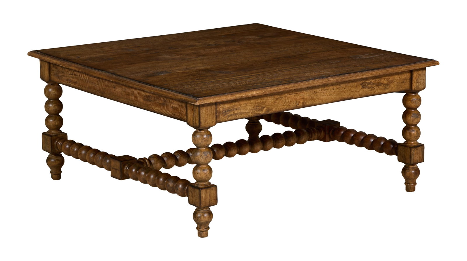 Contemporary Rustic Hardwood Low Table, 21st c., H.- 19 in., W.- 41 1/2 in., D.- 41 1/2 in. (1 of 1)