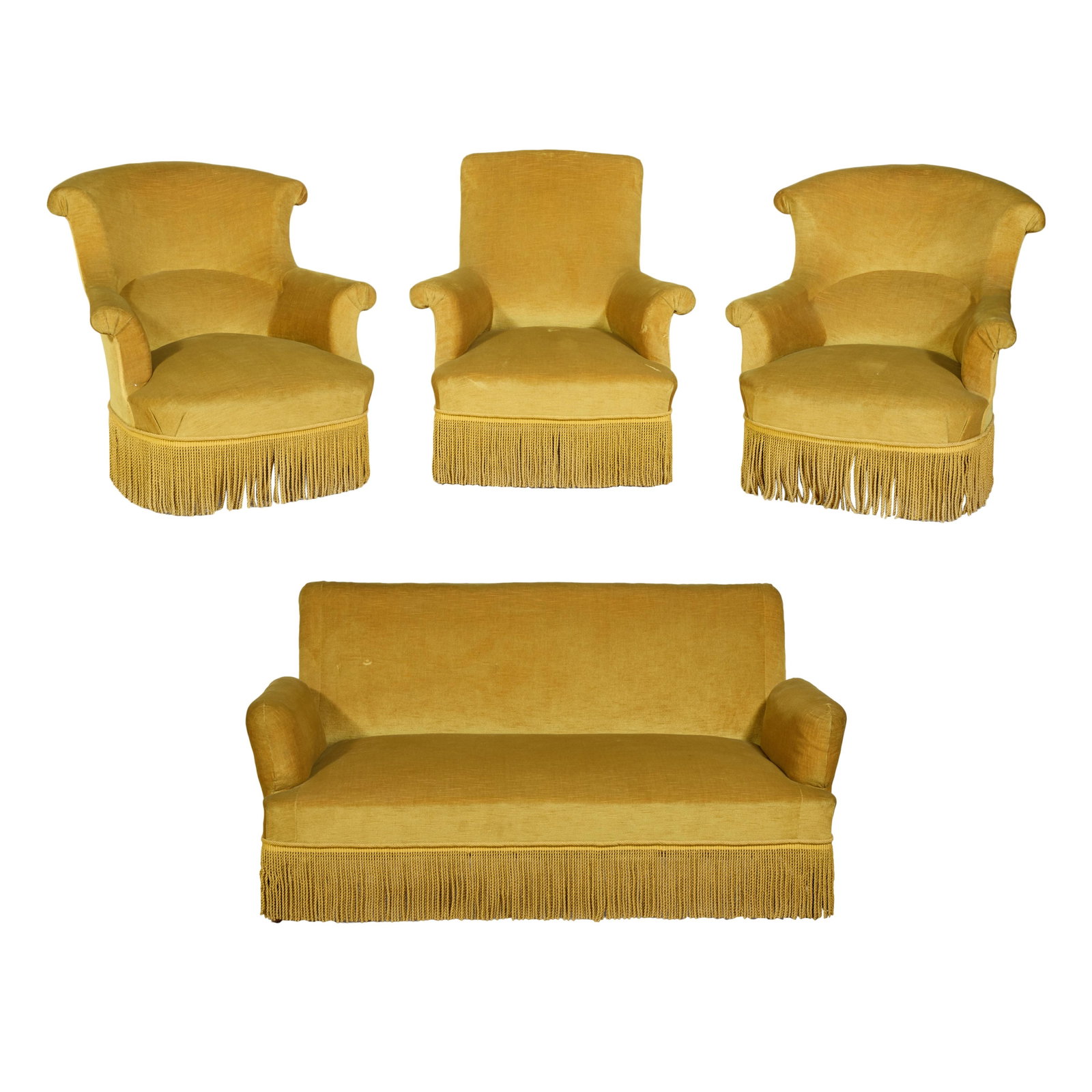 Four Piece French Napoleon III Seating Group, late 19th c., Sofa- H.- 32 in., W.- 61 1/2 in., D.- 31 (1 of 4)