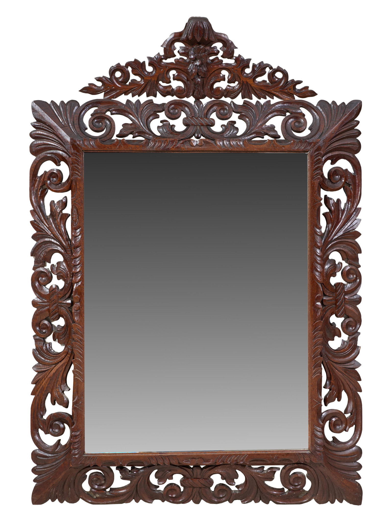French Louis XIII Style Walnut Overmantel Mirror, late 19th c., Frame- H.- 54 in., W.- 36 1/2 in.; (1 of 1)