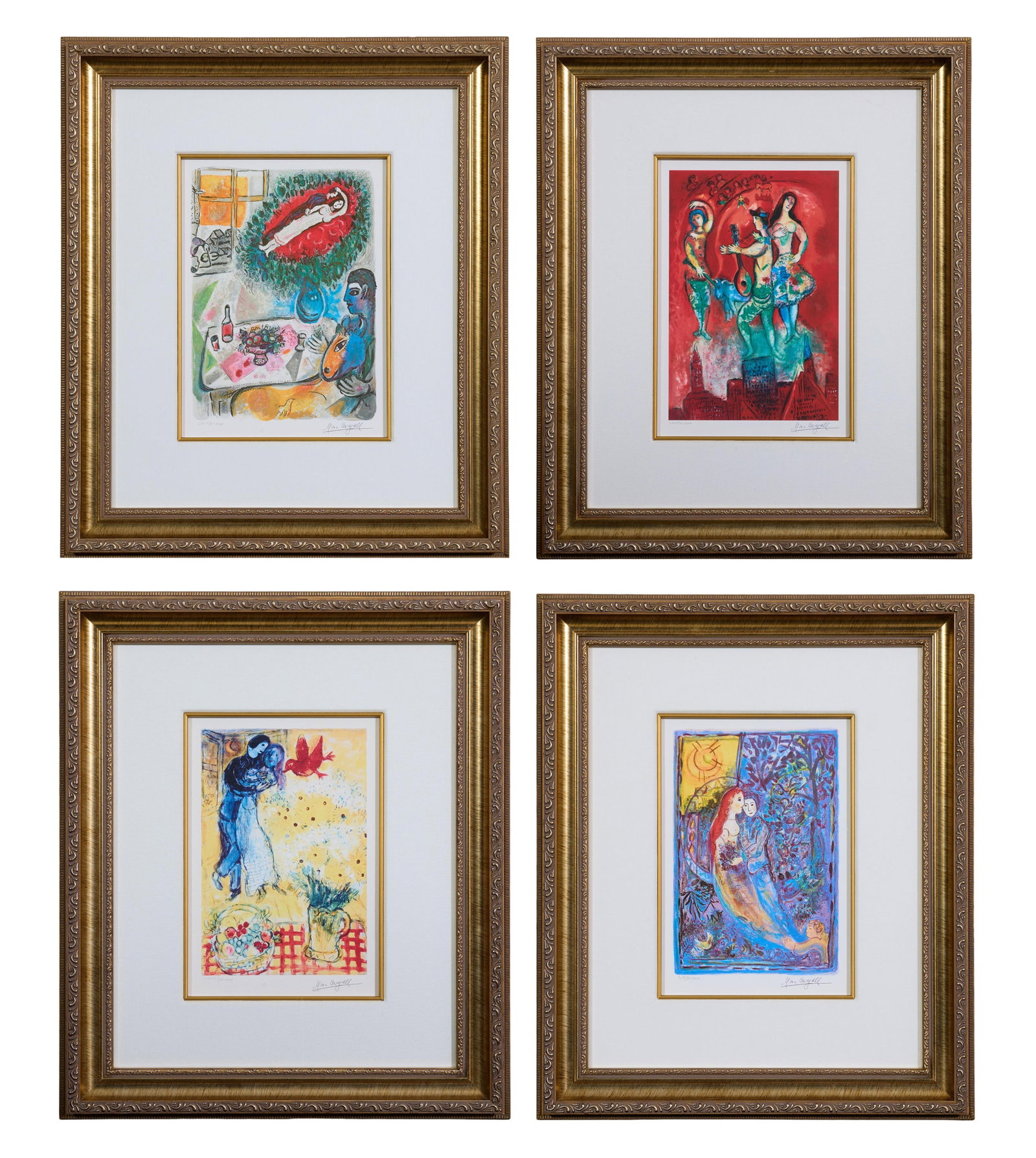 Marc Chagall (Russian/Paris, 1887-1985), Four Works, Each- Framed- H.- 21 1/4 in., W.- 19 in. (4 (1 of 20)