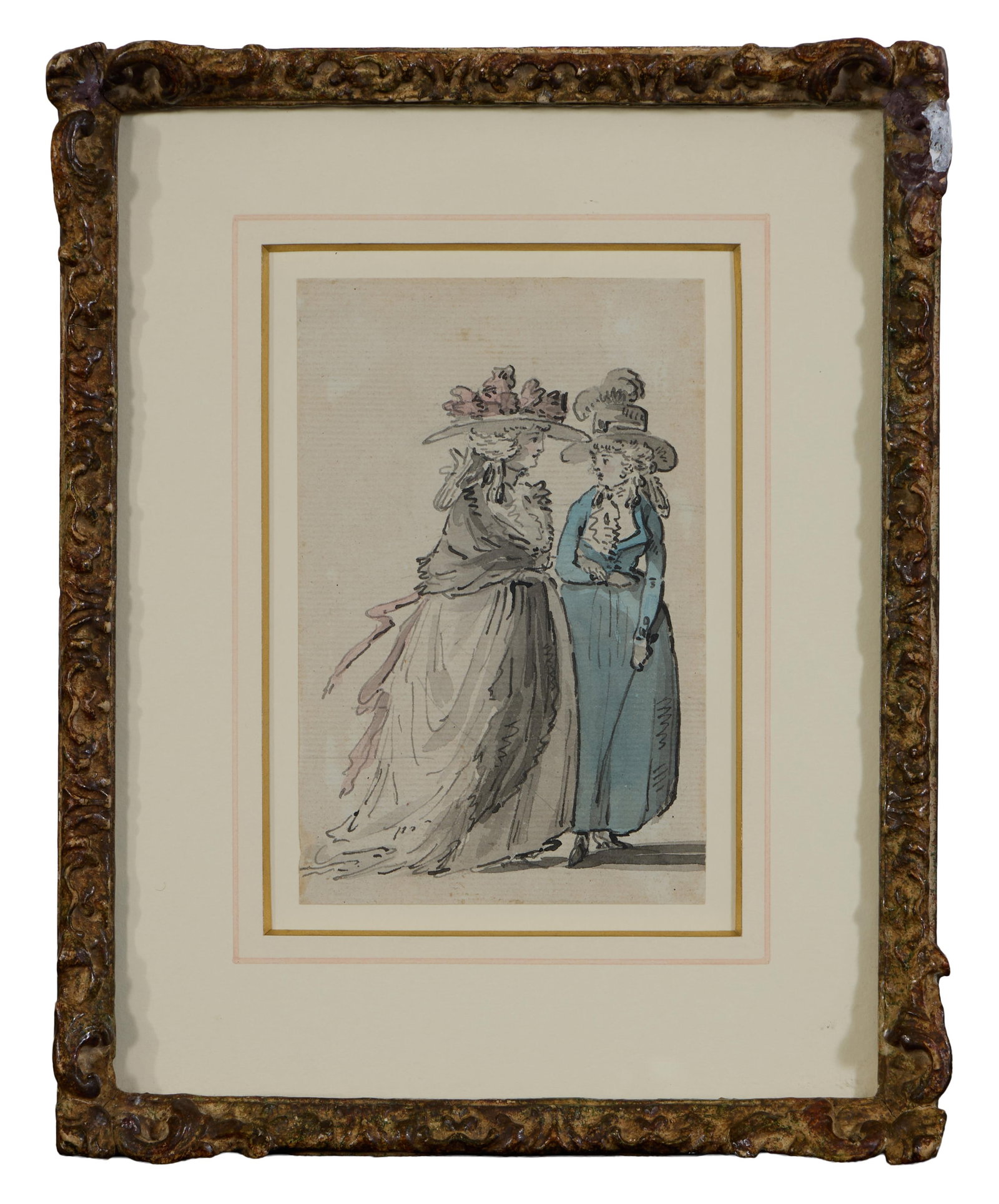 Henry Wigstead (British, c. 1745-1800), "Two Fashionable Ladies," Sight- H.- 5 1/2 in., W.- 3 1/2 (1 of 4)