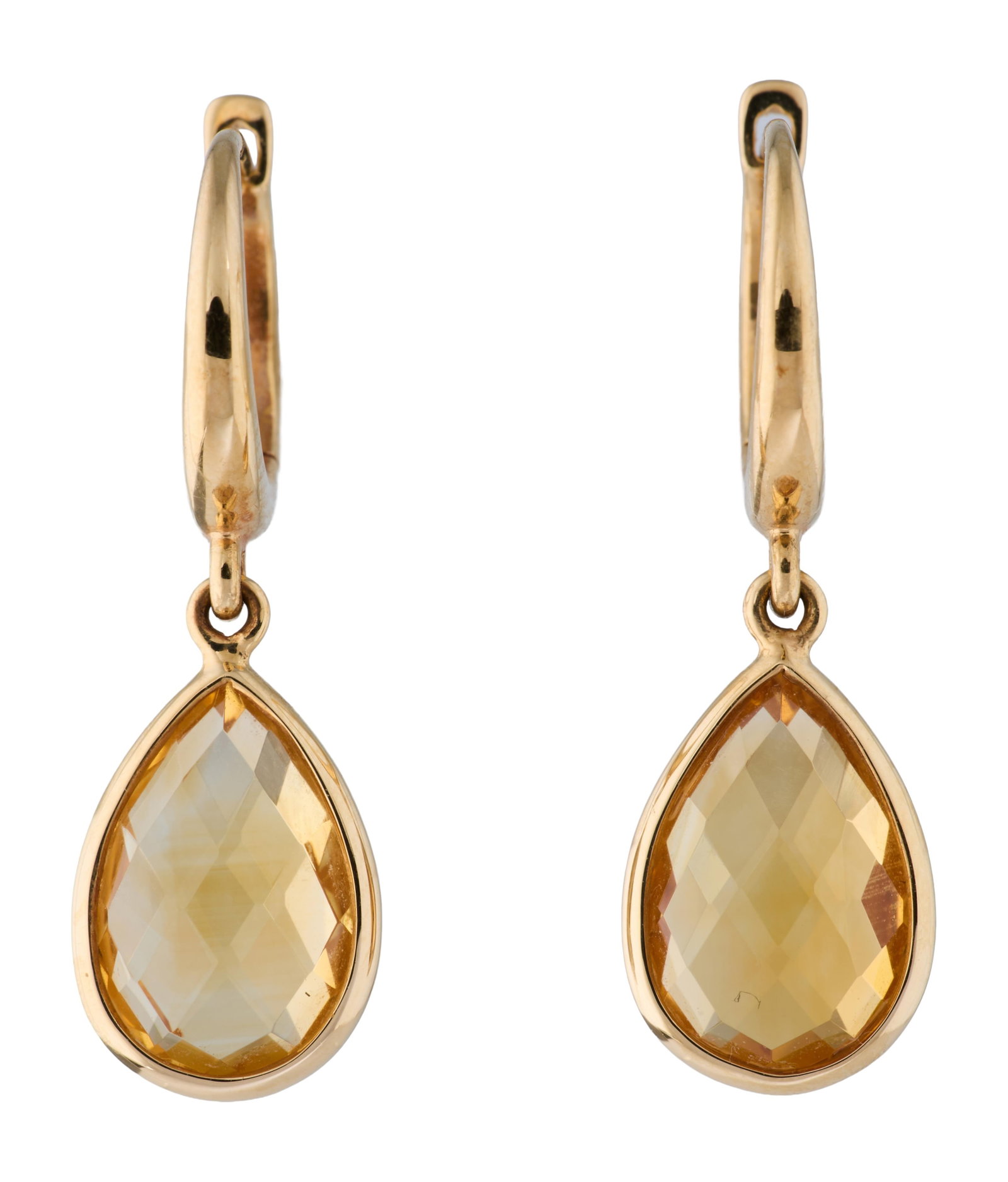 Pair of 14K Yellow Gold Citrine Kiki McDonough Pendant Earrings, Total Wt.- 4 grams, Each- H.- 1 1/8 (1 of 1)