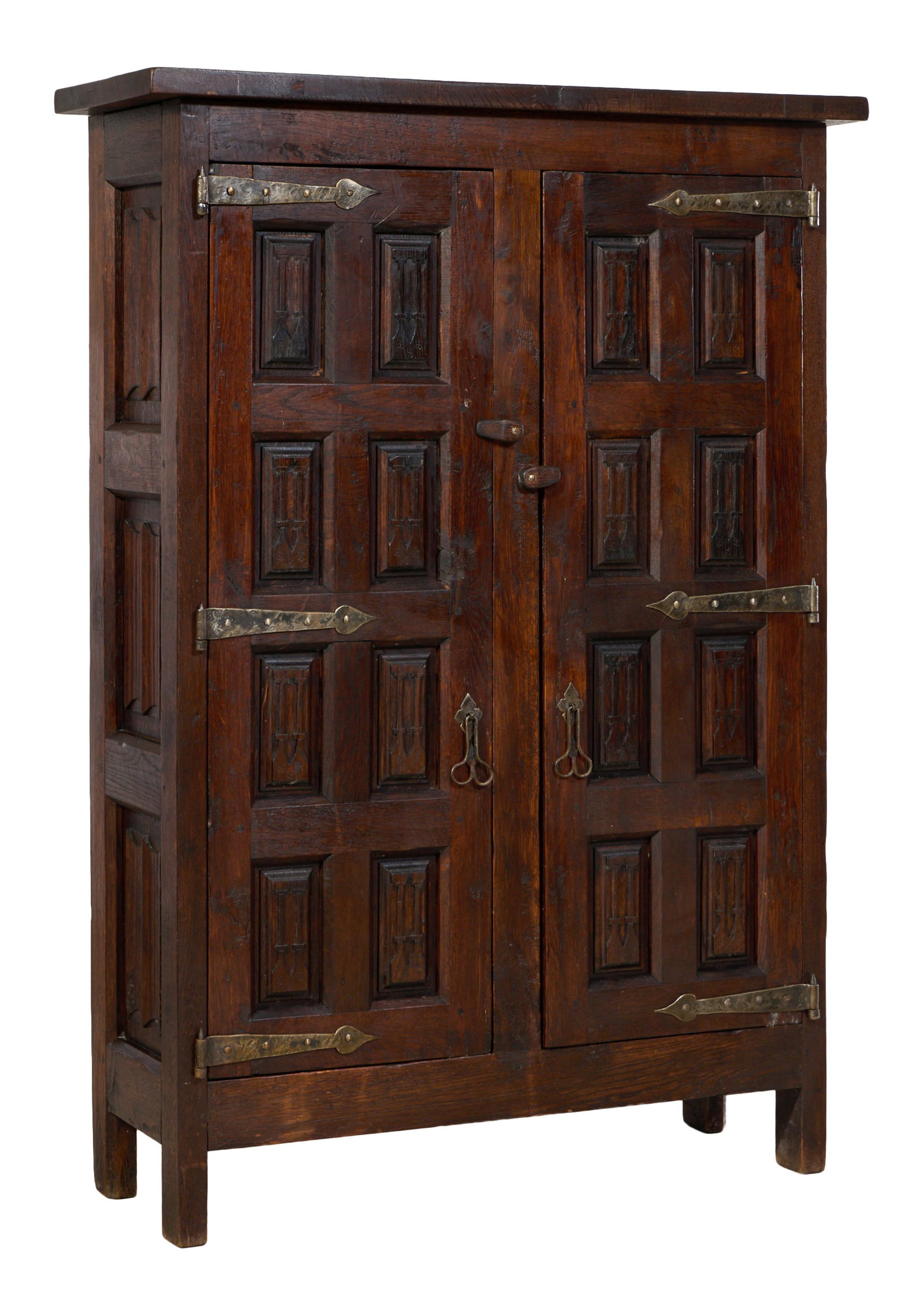 Spanish Renaissance Revival Armoire, late 19th c., H.- 59 1/4 in., W.- 42 in., D.- 15 1/4 in. (1 of 1)