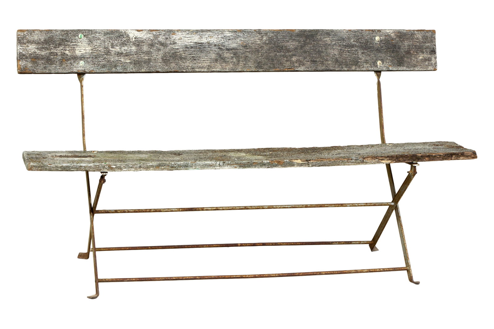 French Provincial Folding Garden Bench, mid 20th c., H.- 33 in., W.- 61 1/4 in., D.- 18 in. (1 of 1)