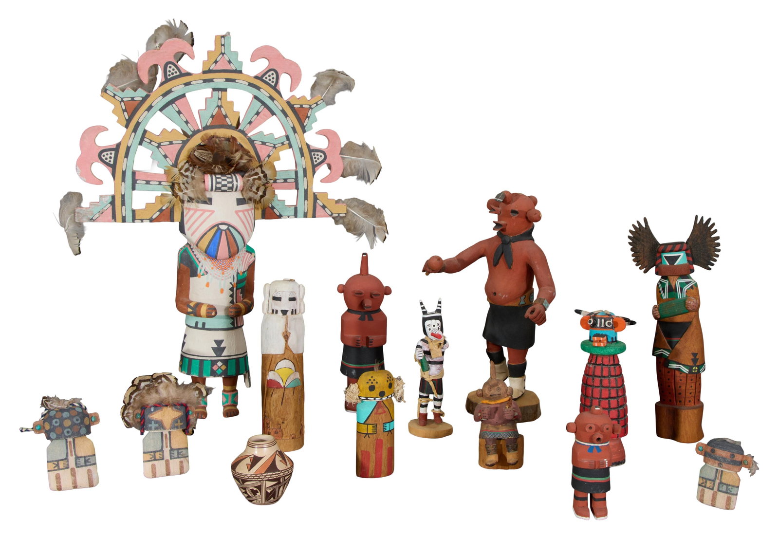 Group of Fifteen Native American Carved Wood Items, 20th c., Largest- H.- 11 7/8 in., W.- 7 in., D.- (1 of 8)
