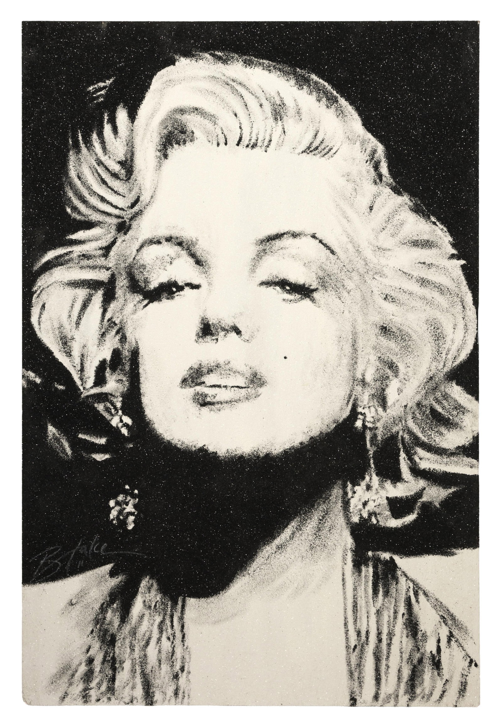 Blake Ballard (American, 20th/21st Century), "Marilyn," H.- 72 in., W.- 48 in.: Blake Ballard (American, 20th/21st Century), "Marilyn," glitter and mixed media on plywood, signed lower left, unframed, H.- 72 in., W.- 48 in. Provenance: The Estate of Joseph A. Jaeger, Jr., New Orl