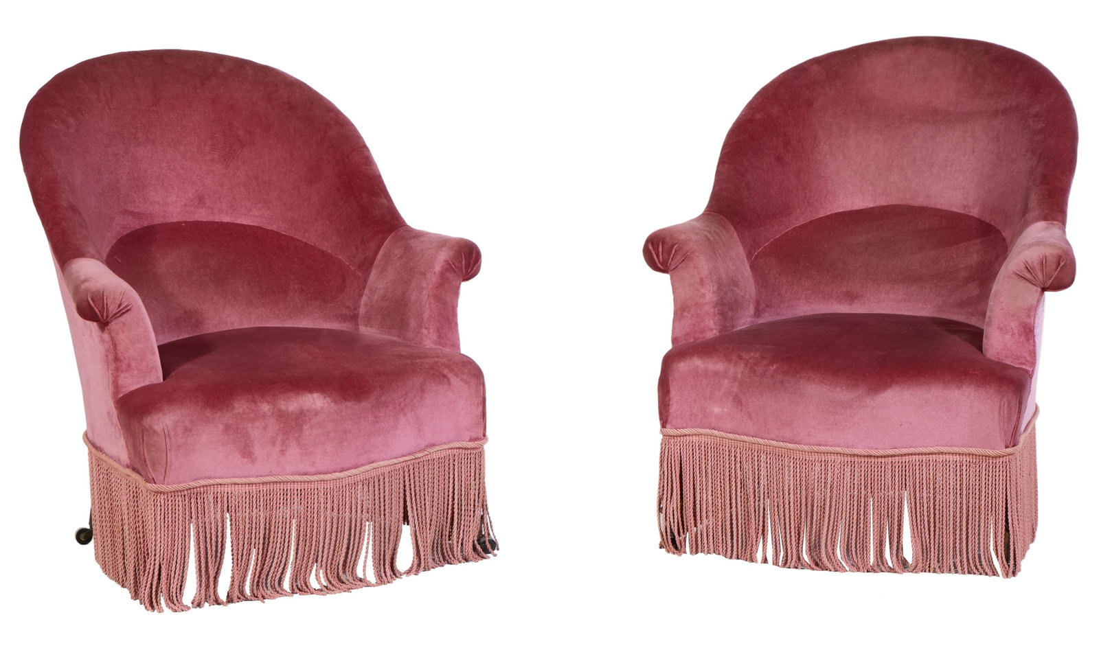 Pair of French Napoleon III Slipper Chairs, late 19th c., Each- H.- 35 in., W.- 30 in., D.- 30 in. (1 of 1)