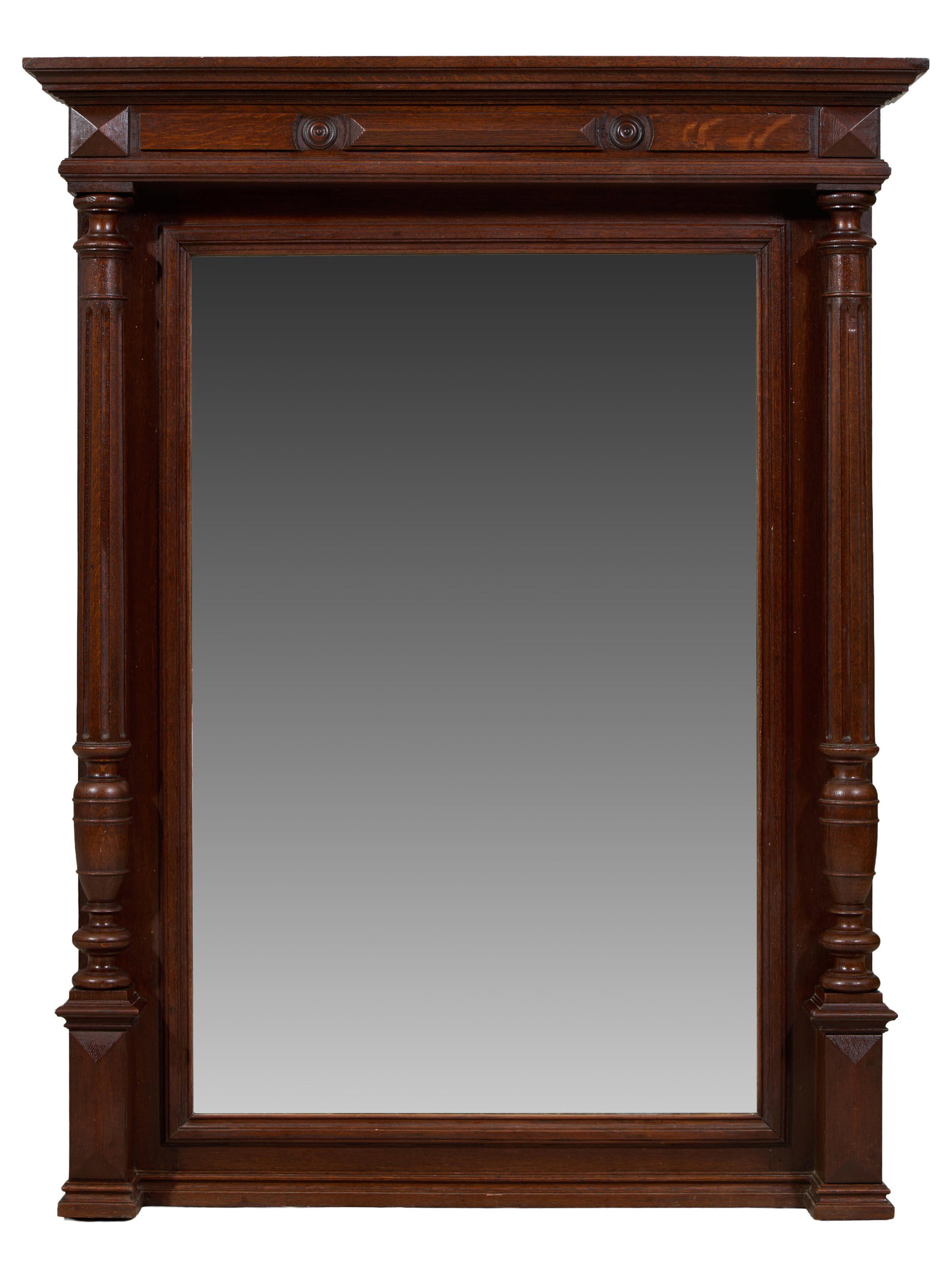 French Louis XIII Style Walnut Overmantel Mirror, late 19th c., H.- 50 1/4 in., W.- 39 1/4 in., D.- (1 of 1)