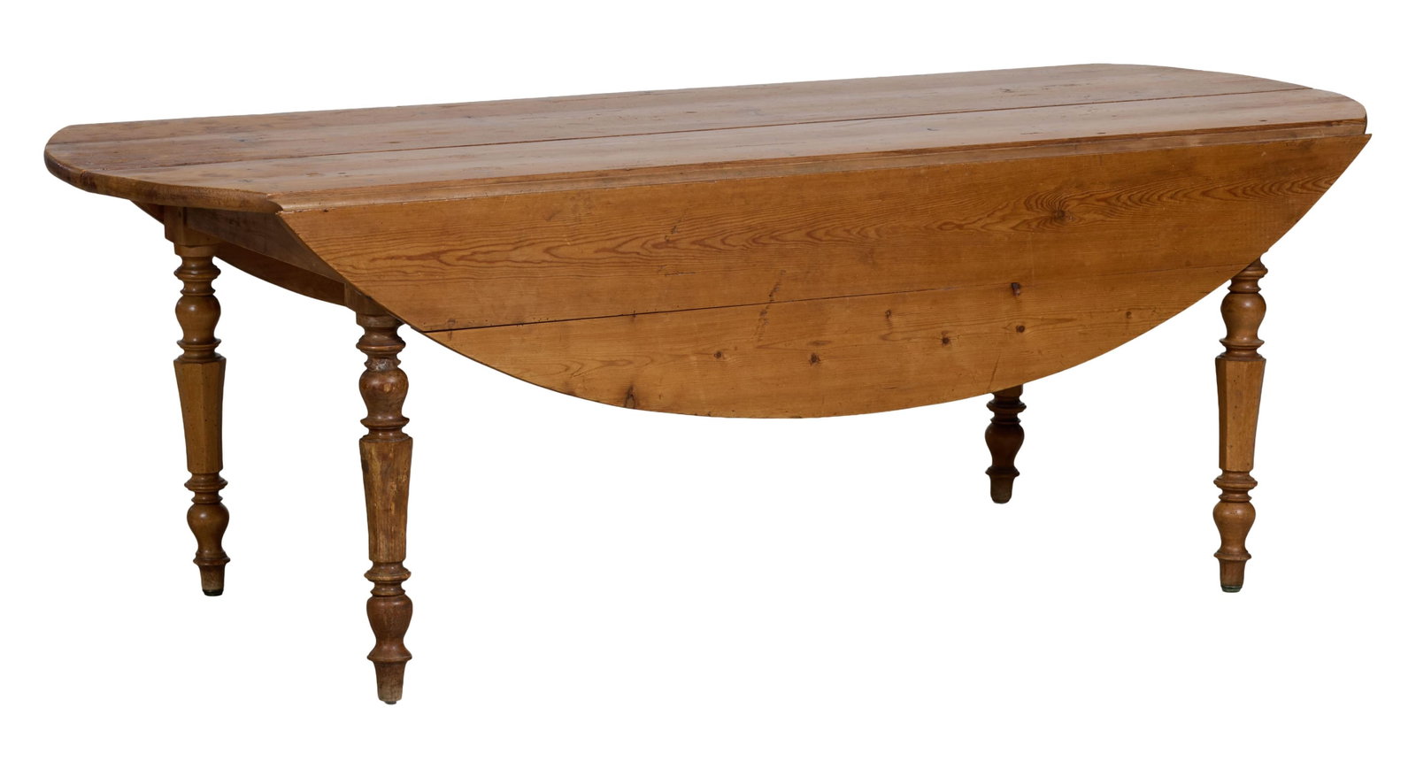 French Louis Philippe Pine Drop Leaf Dining Table, mid 19th c., H.- 27 in., W.- 78 in., D.- Open- 54 (1 of 2)
