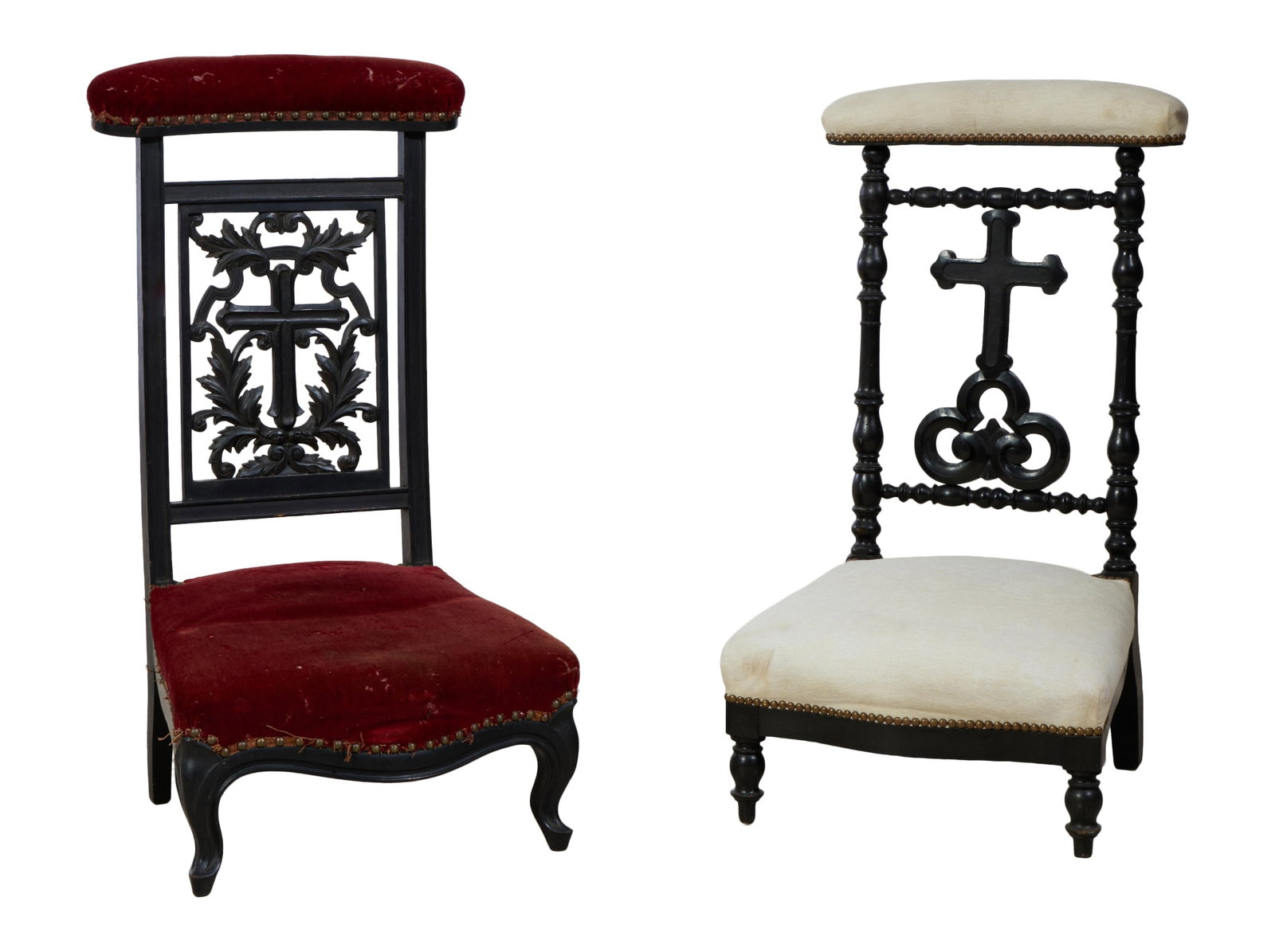 Two French Napoleon III Ebonized Prie Dieu, late 19th c., Red- H.- 36 1/2 in., W.- 19 3/8 in., D.- (1 of 1)