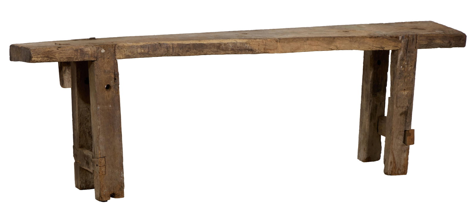 French Provincial Walnut Workman's Bench, early/mid 19th c., H.- 29 in., W.- 93 in., D.- 13 in. (1 of 1)