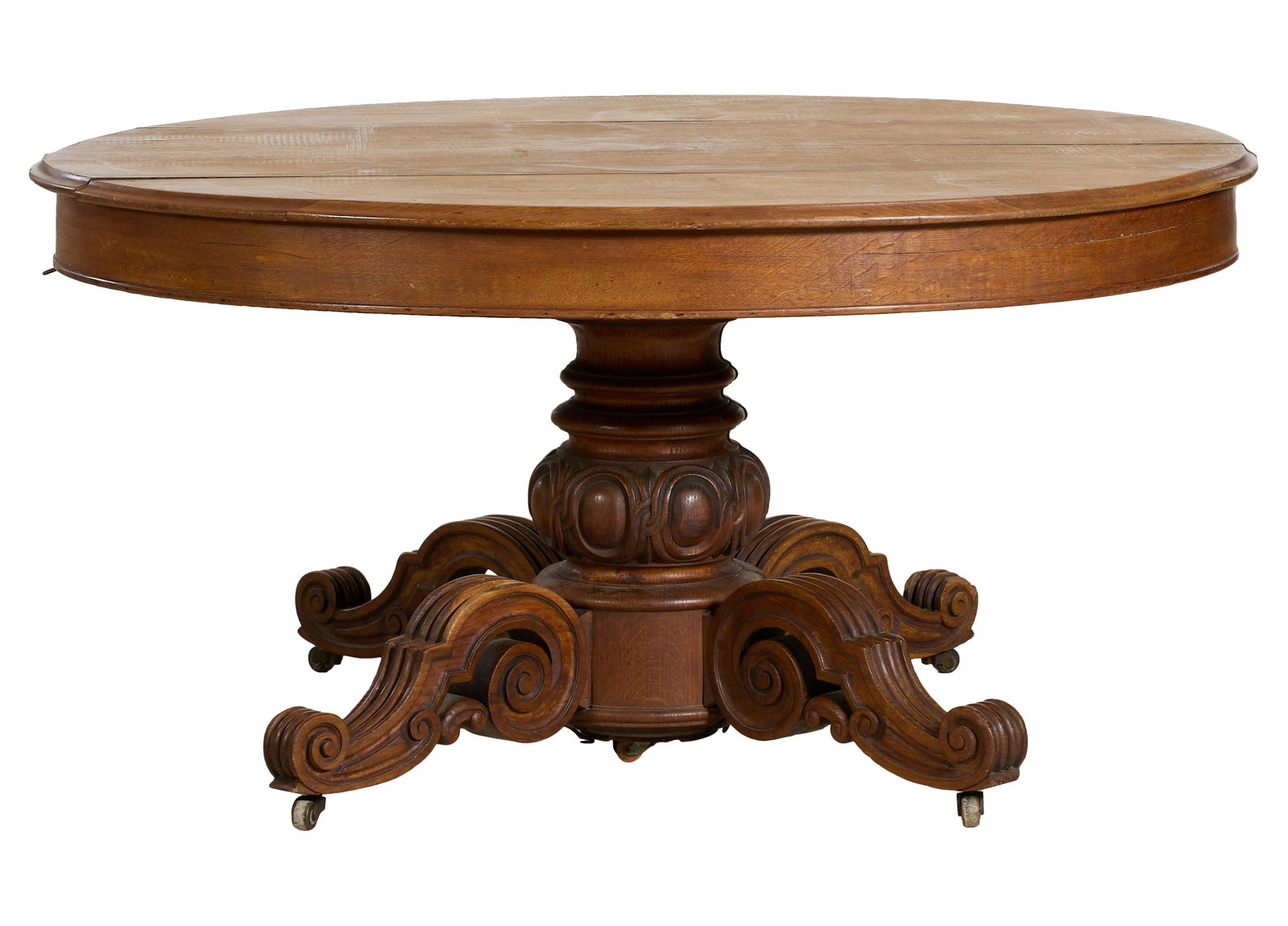 French Henri II Style Oak Extension Dining Table, late 19th c., H.- 29 1/8 in., W.- 56 7/8 in., D.- (1 of 2)