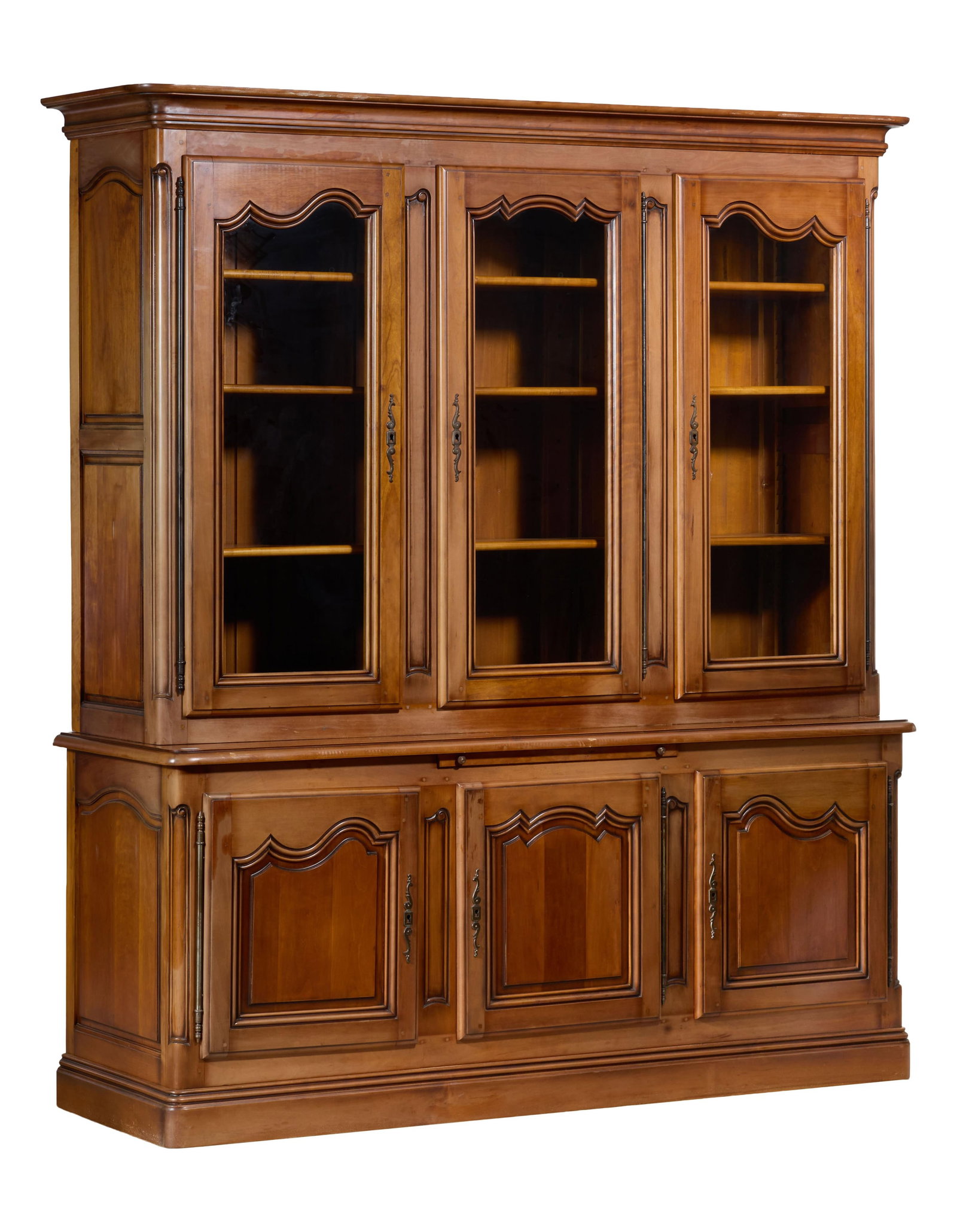 French Louis XIV Style Cherry Bibliotheque a Deux Corps, late 20th c., Total H.- 87 3/8 in.; Top- (1 of 1)