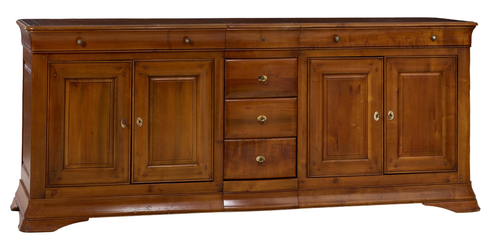 French Louis Philippe Style Cherry Enfilade, mid/late 20th c., H.- 40 1/2 in., W.- 99 1/2 in., D.- (1 of 1)