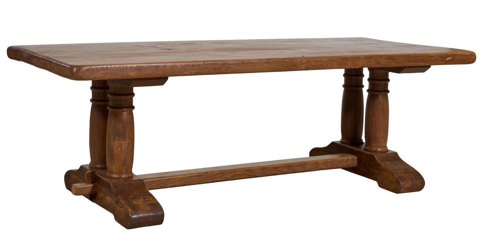 French Provincial Monastery Table, mid/late 20th c., H.- 29 1/2 in., W.- 86 1/2 in., D.- 39 1/2 in. (1 of 1)