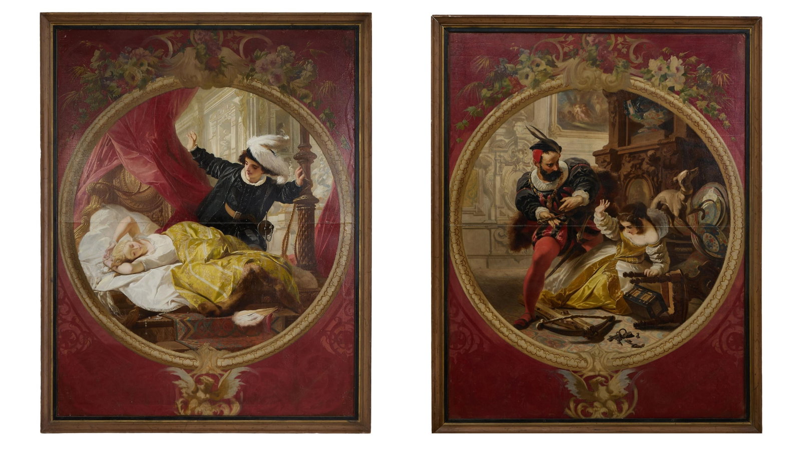 British/Continental School (19th Century), Two Scenes from "The Duchess of Malfi" (1612-1613) by: British/Continental School (19th Century), Two Scenes from "The Duchess of Malfi" (1612-1613) by John Webster, the first "the Awakening" from a dream of broken pearls; the second "Debacle with Captor/
