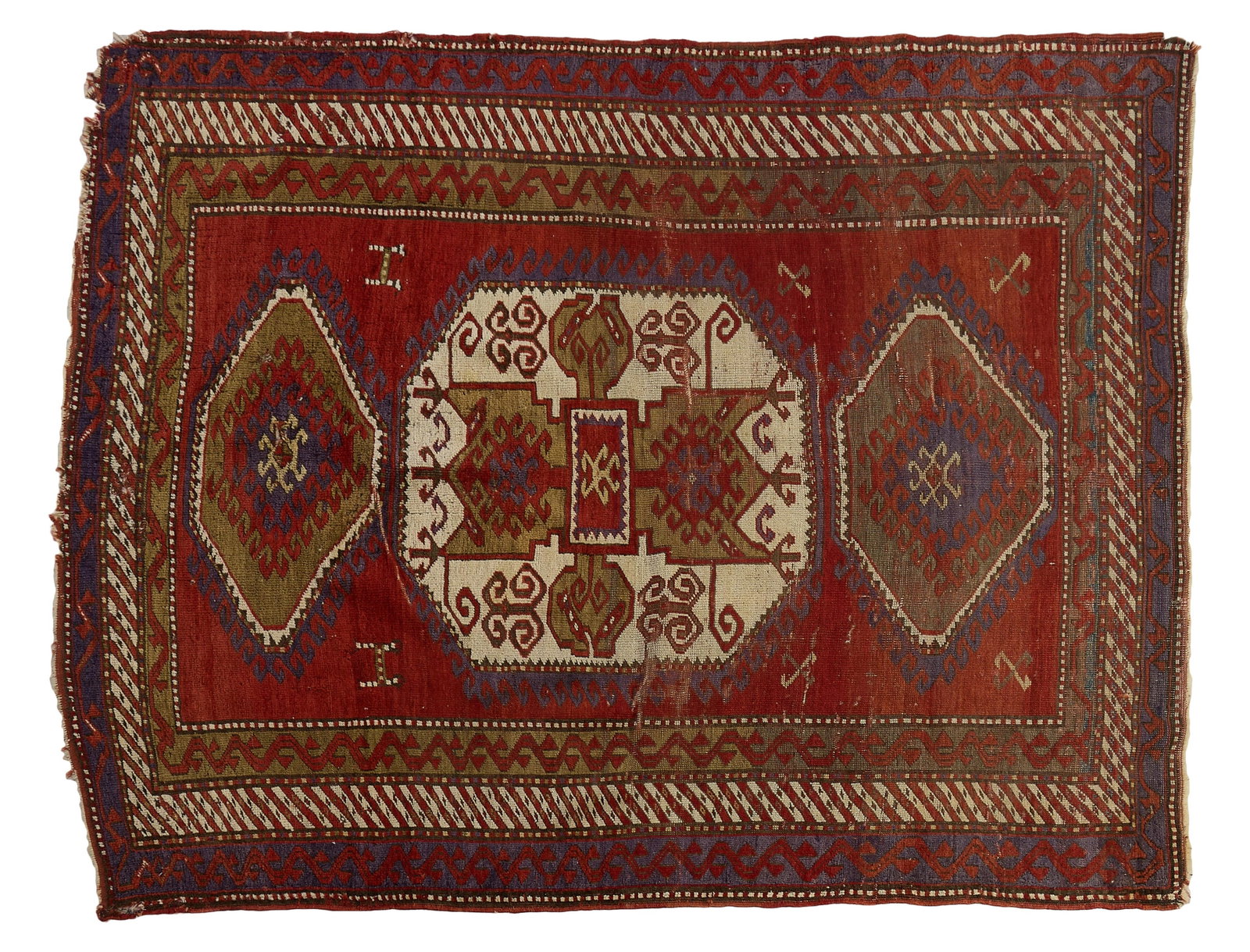 Antique Caucasian Lori-Pambak Kazak Carpet, late 19th c., 5' 6 x 7'. (1 of 2)
