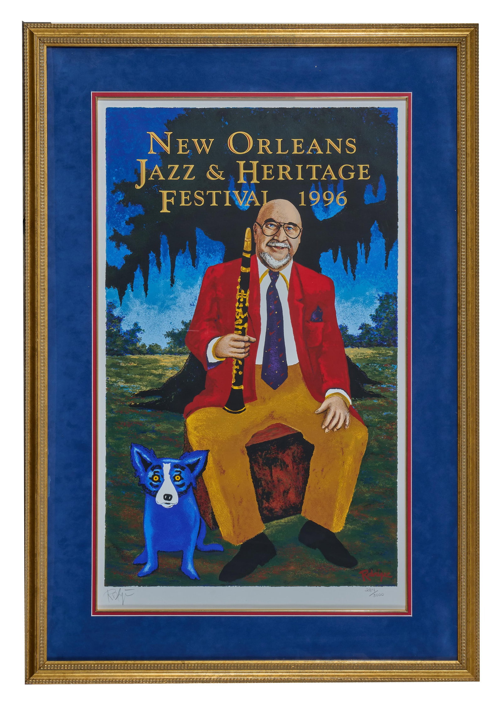 George Rodrigue (American/Louisiana, 1944-2013), "Pete Fountain, New Orleans Jazz & Heritage (1 of 5)