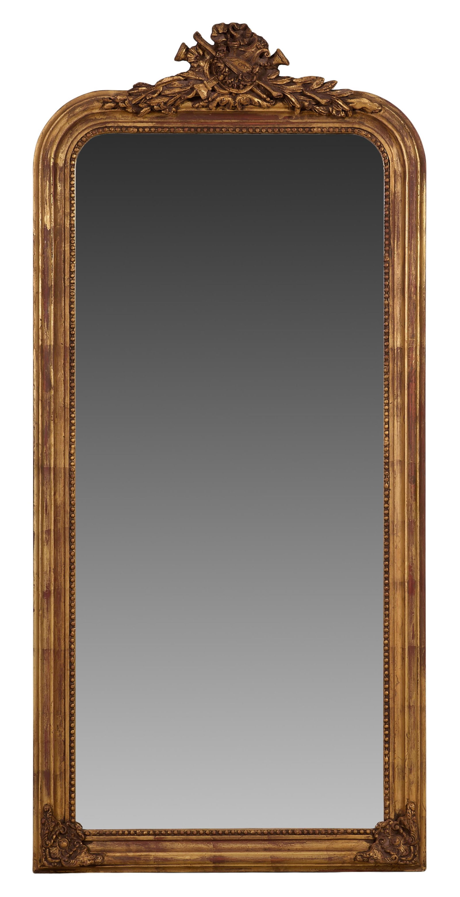 Louis Phillipe Style Overmantel Mirror, 21st c., H.- 76 in., W.- 36 in. (1 of 2)