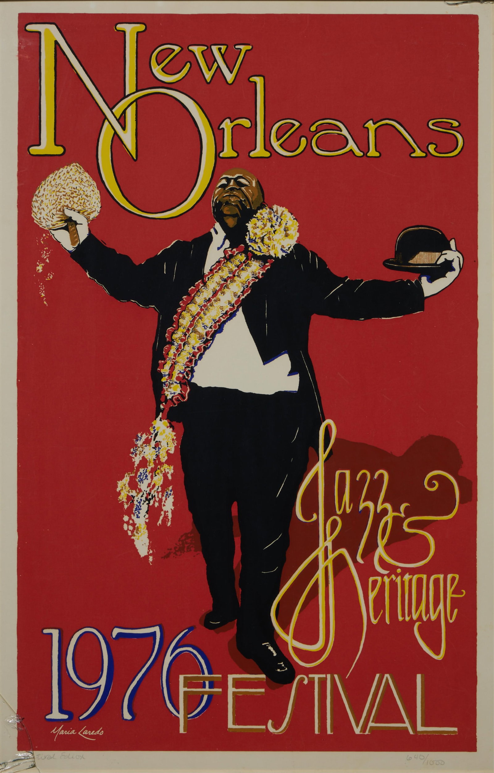 Maria Laredo (American/New Orleans, b. 1948), "New Orleans Jazz & Heritage Festival Poster with Fats - 2