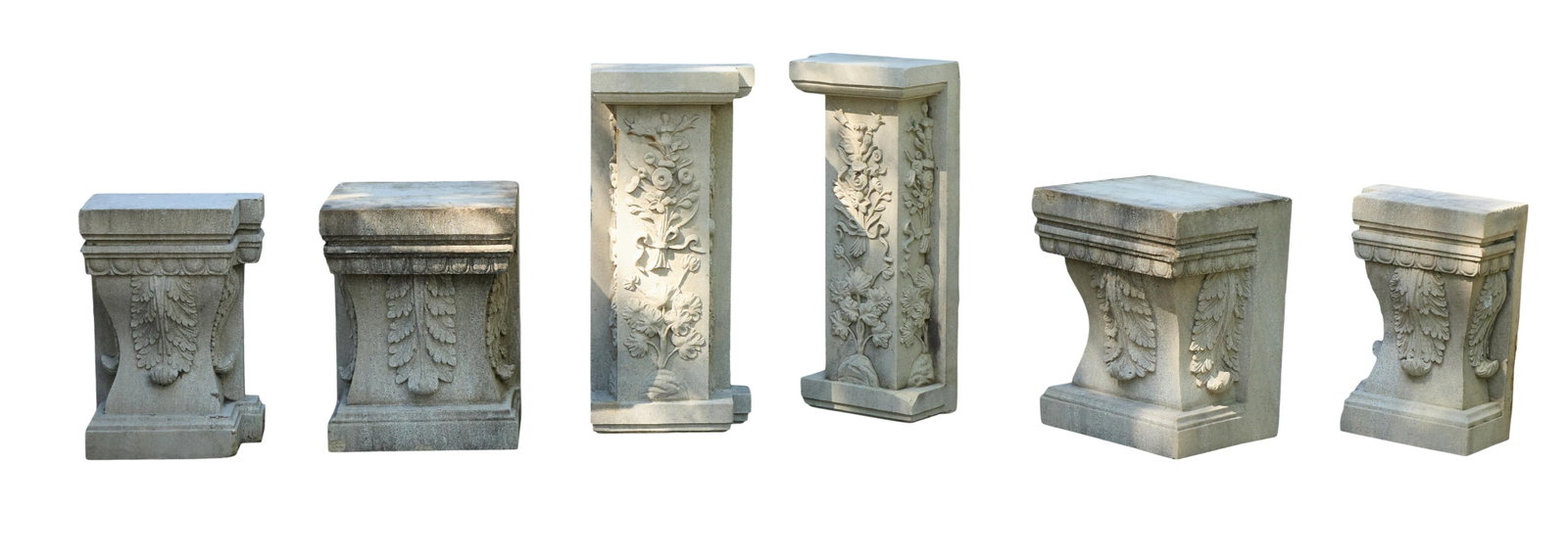 Three Pair of Cast Stone Architectural Pilasters, 20th c., Tallest- H.- 35 3/8 in., W.- 16 in., D.- (1 of 1)